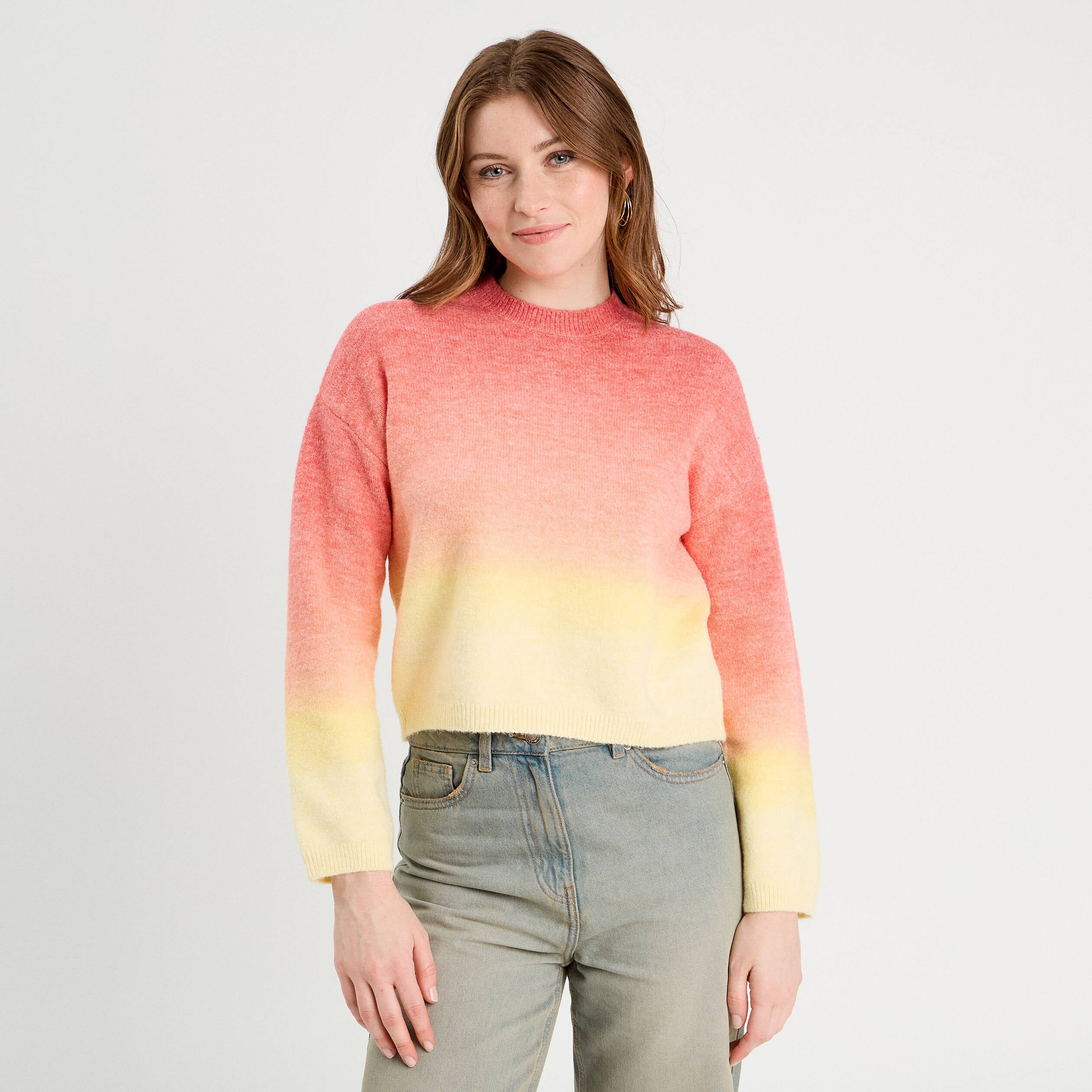 Pull manches longues rouge femme
