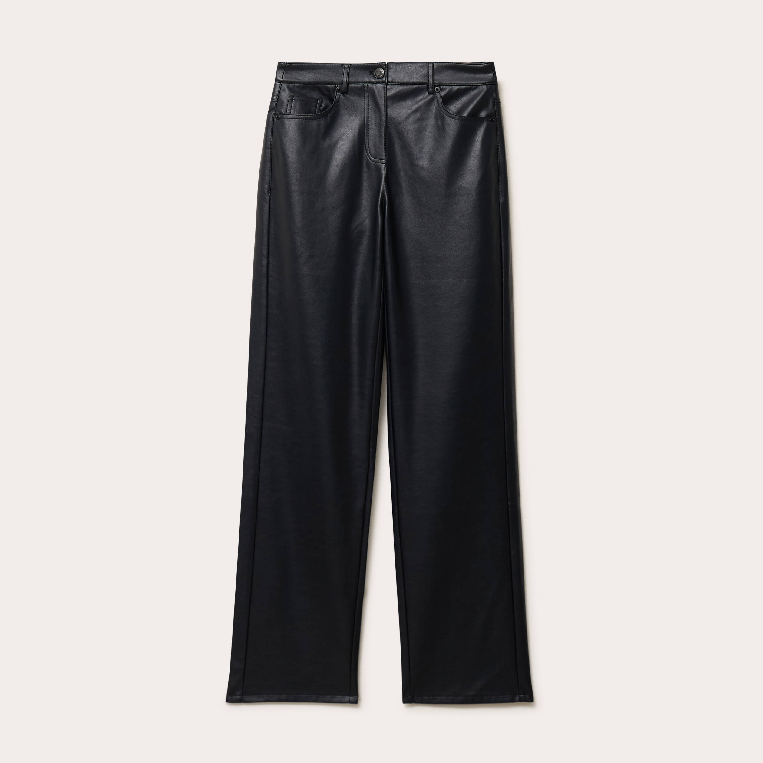 Pantalon large similicuir noir femme