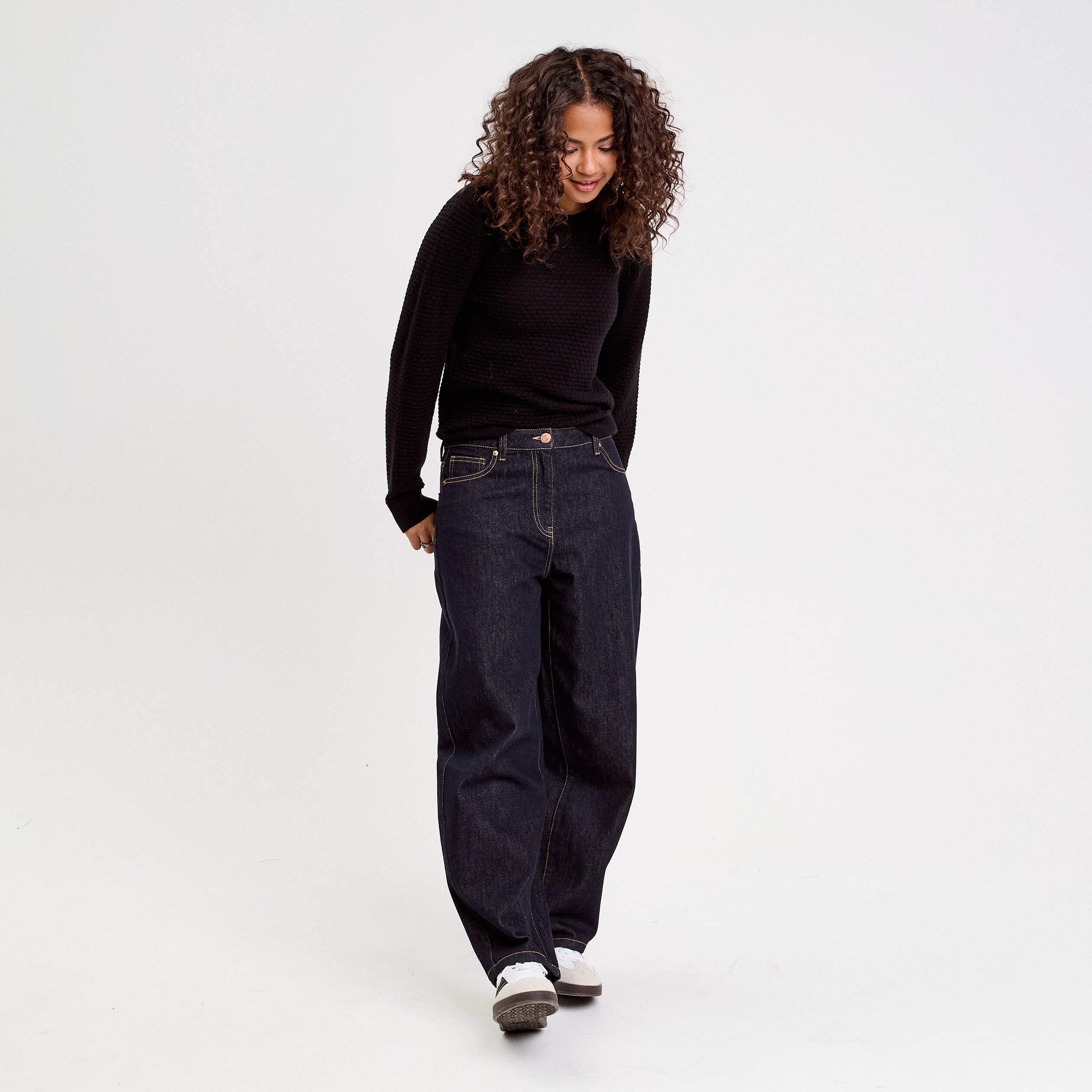 Pull col bateau noir femme