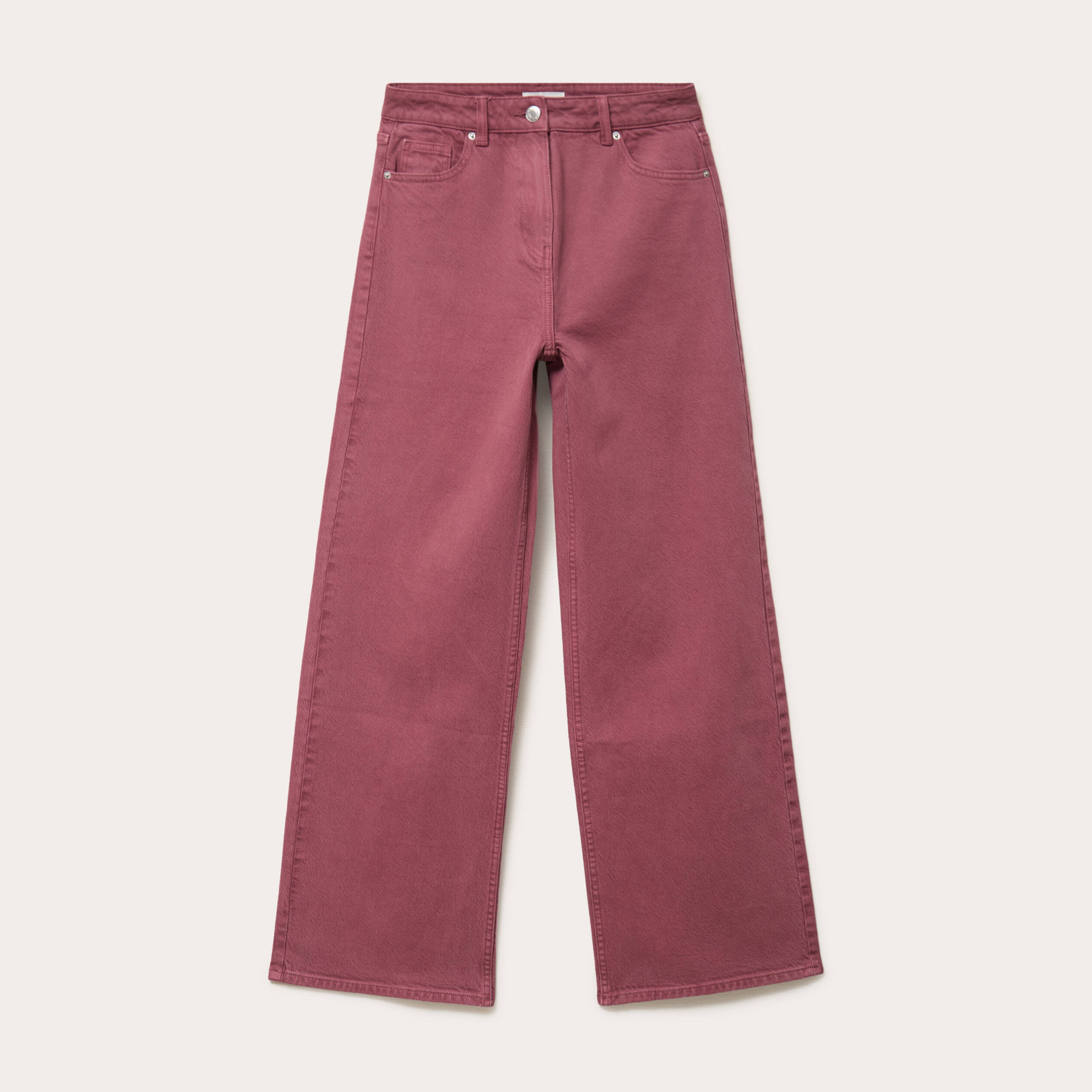 Jean wide leg taille haute vieux rose femme