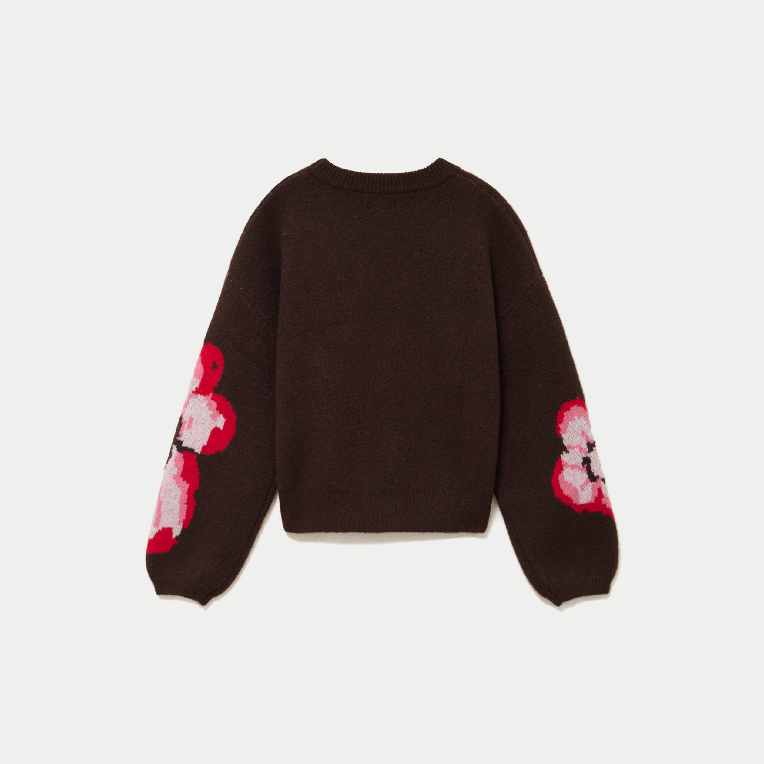 Pull ample col rond manches longues marron fonc&eacute; femme
