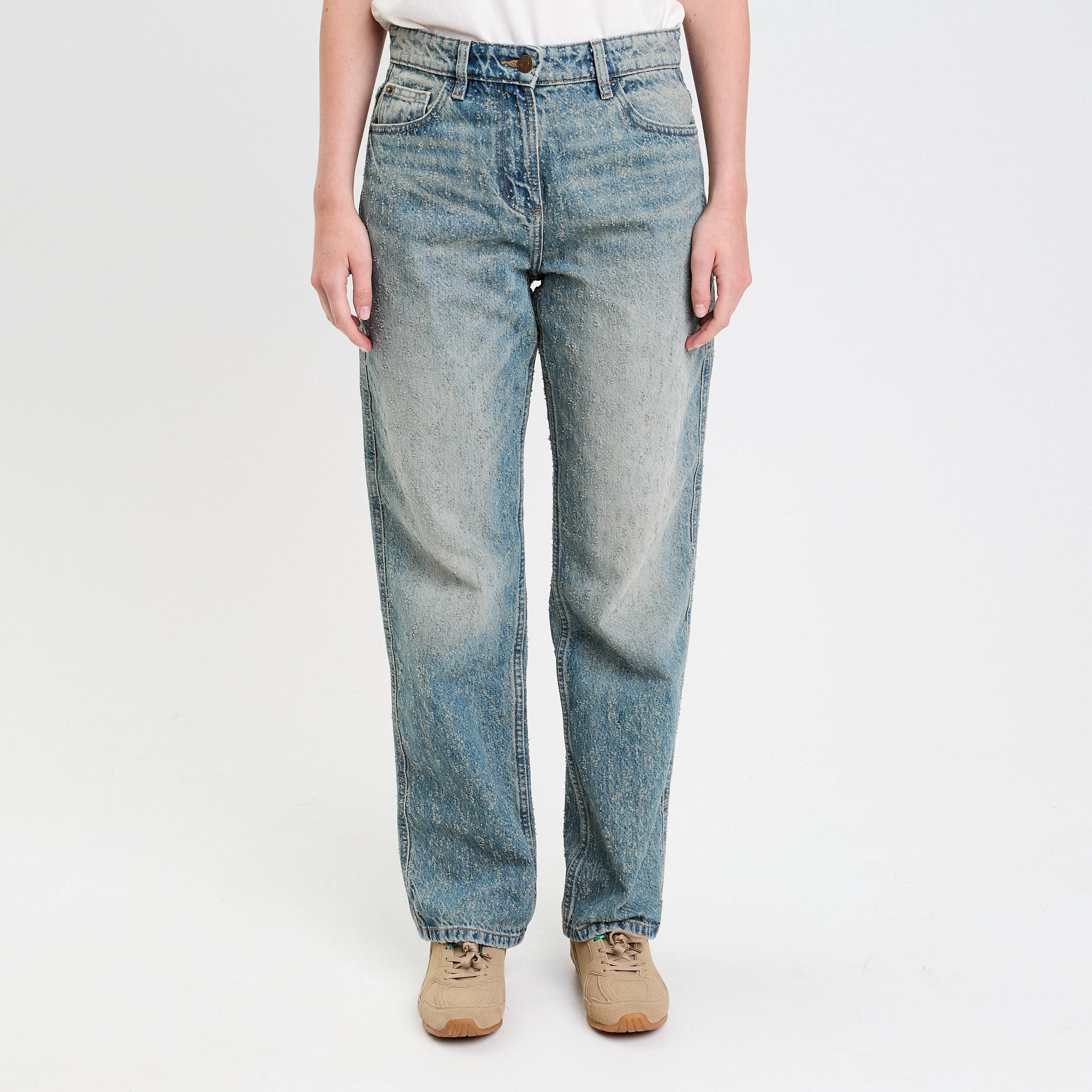Jean droit taille standard denim dirty femme