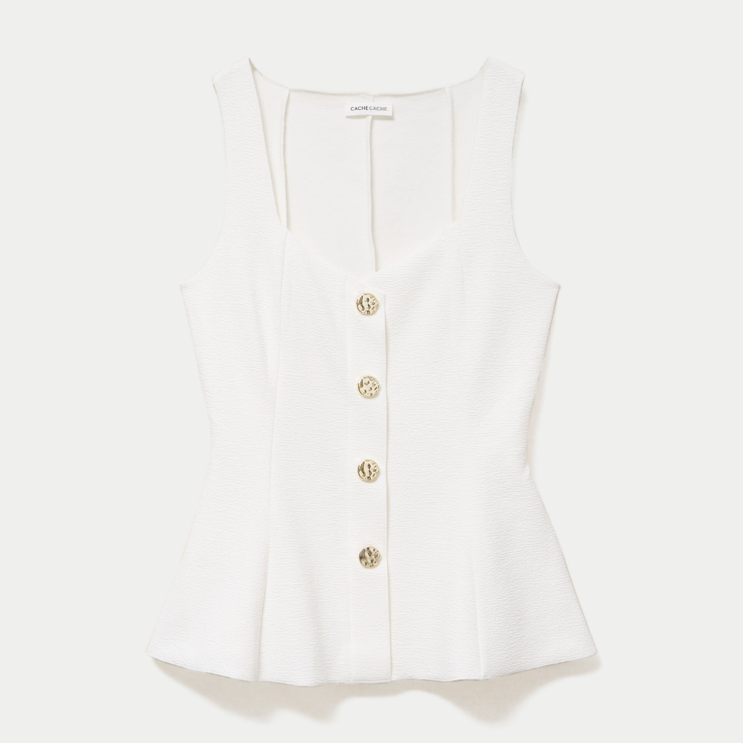 D&eacute;bardeur p&eacute;plum cintr&eacute; col coeur ecru femme