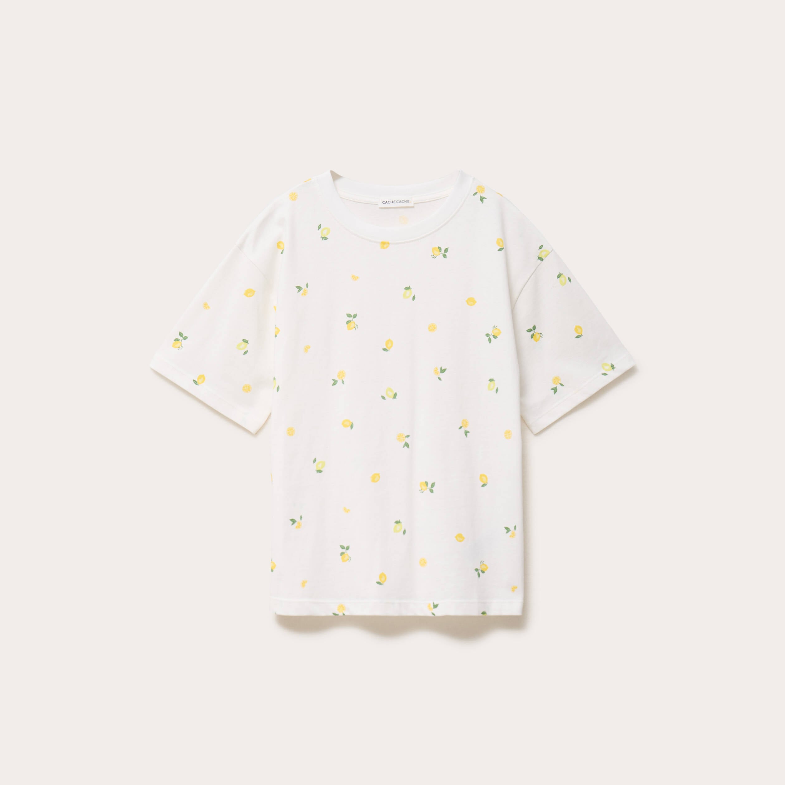 T-shirt &agrave; motif manches courtes blanc femme