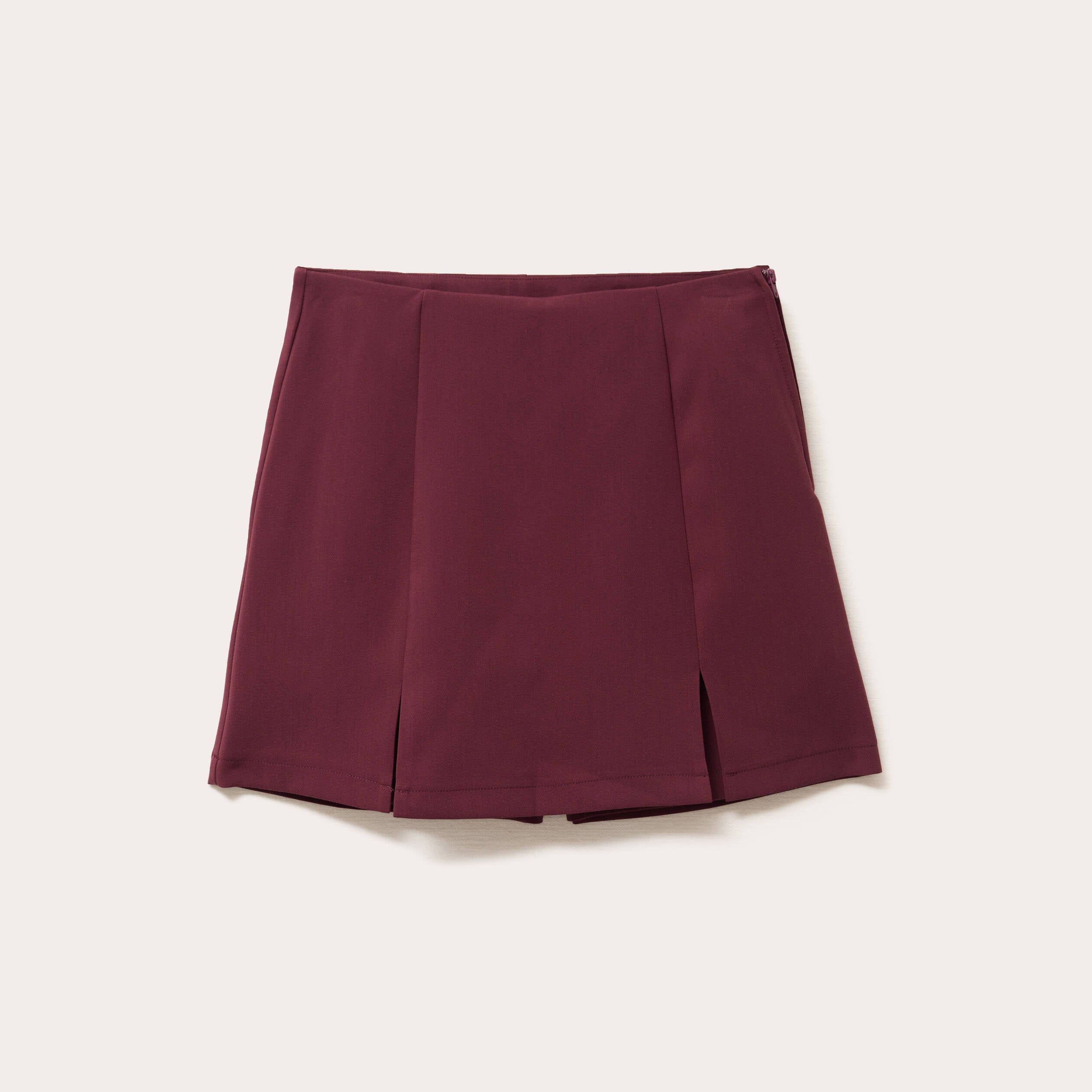 Jupe-short droite fentes violet fonc&eacute; femme