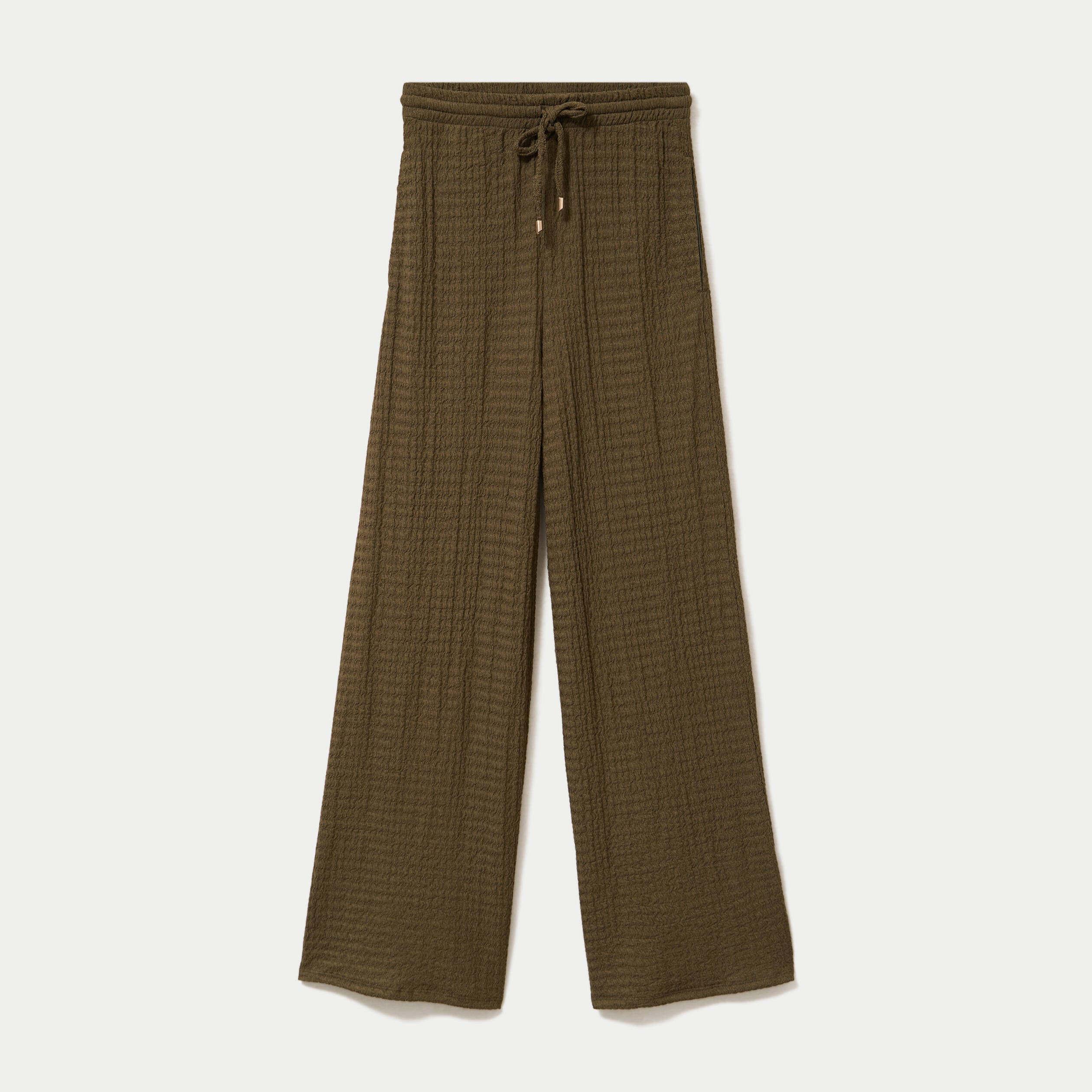 Pantalon large taille standard vert kaki femme