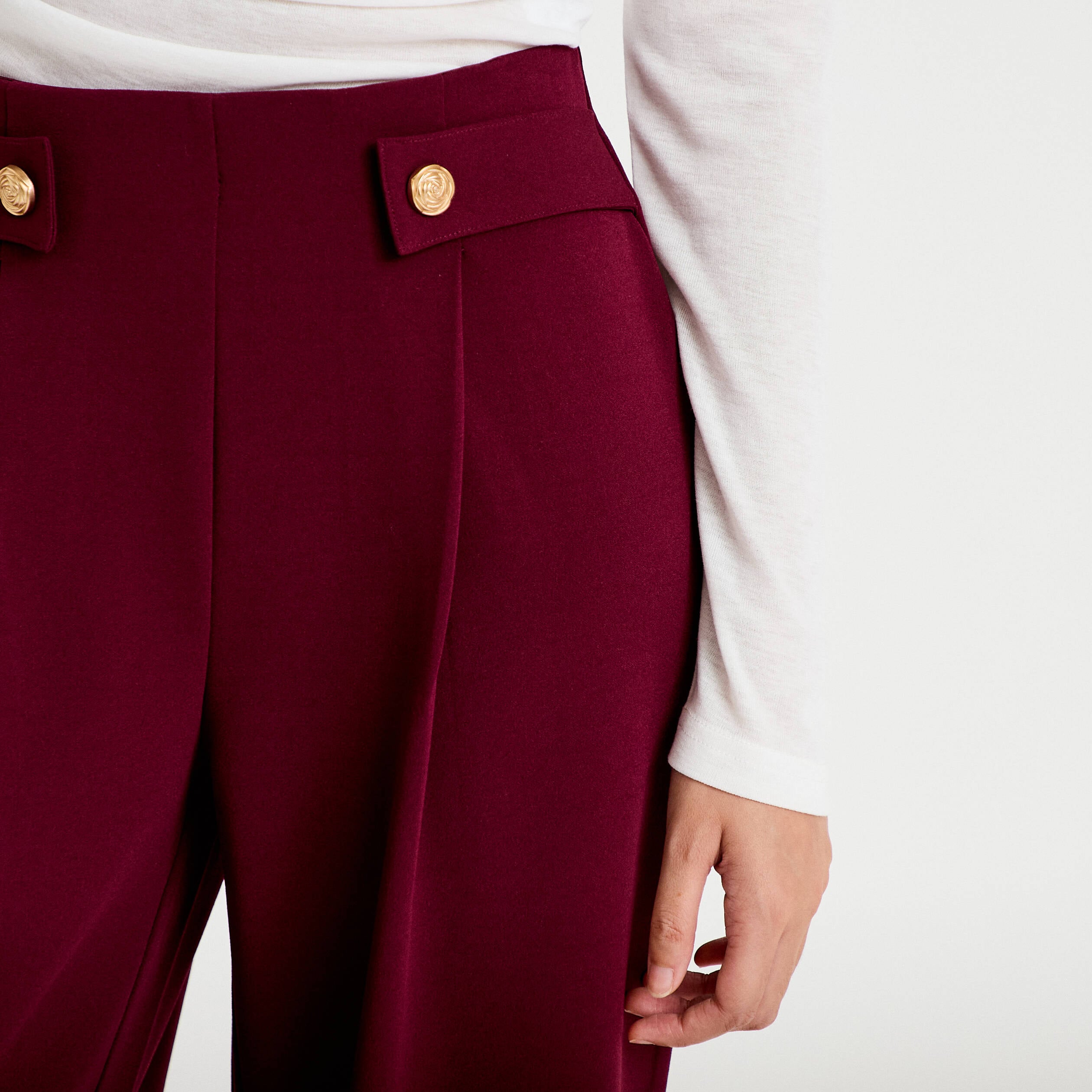 Pantalon bootcut taille standard bordeaux femme