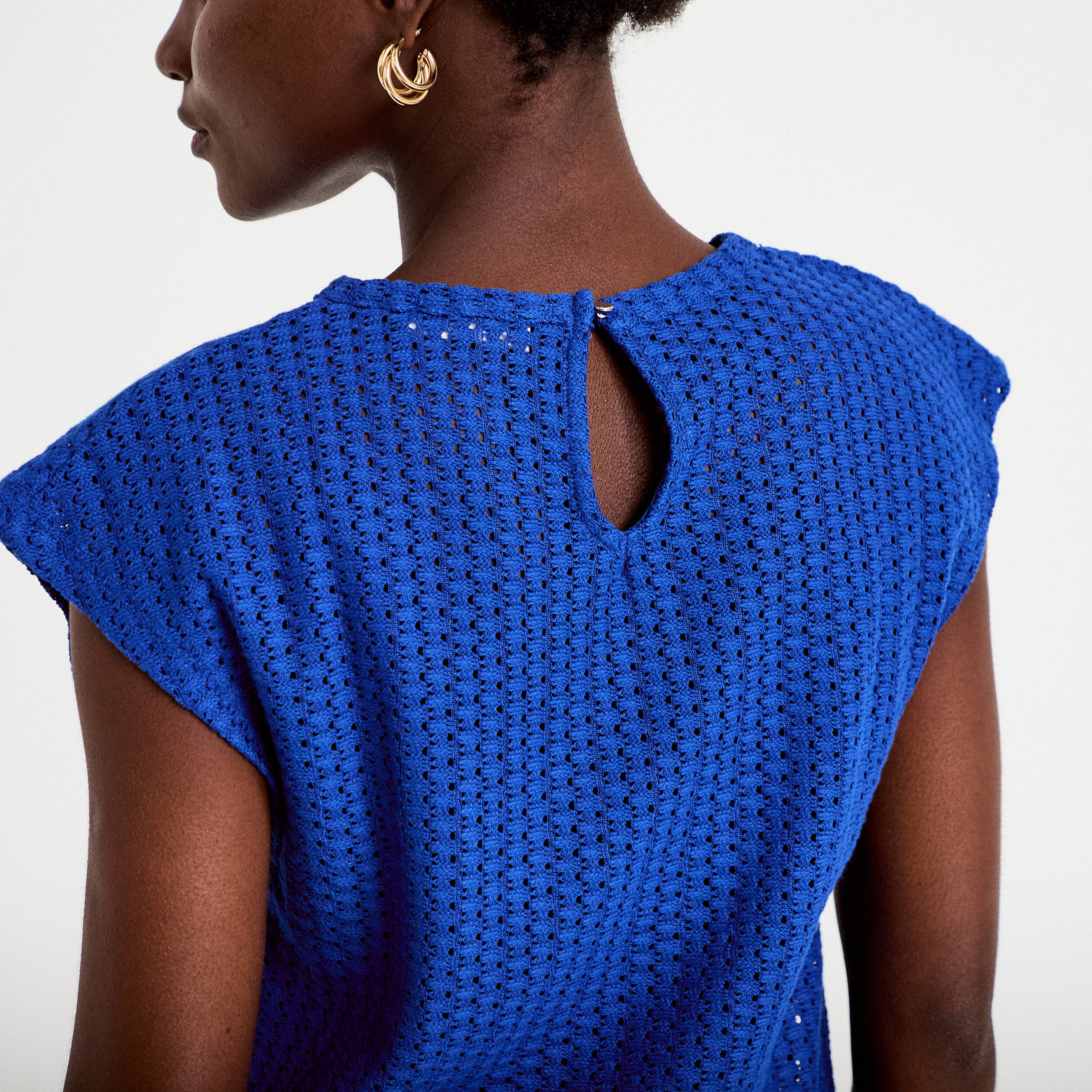 D&eacute;bardeur ajour&eacute; bleu electrique femme