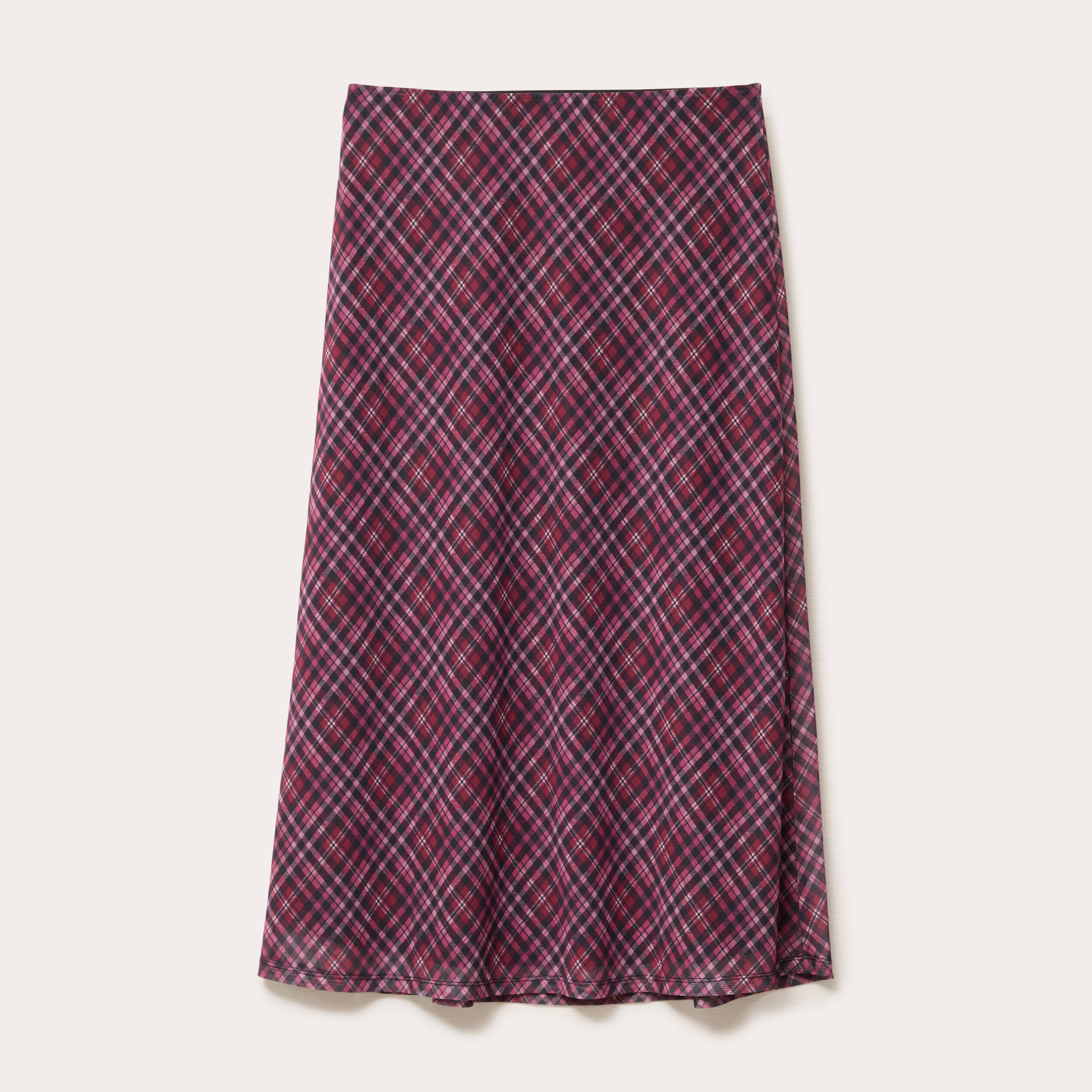 Jupe longue &eacute;vas&eacute;e rouge cerise femme