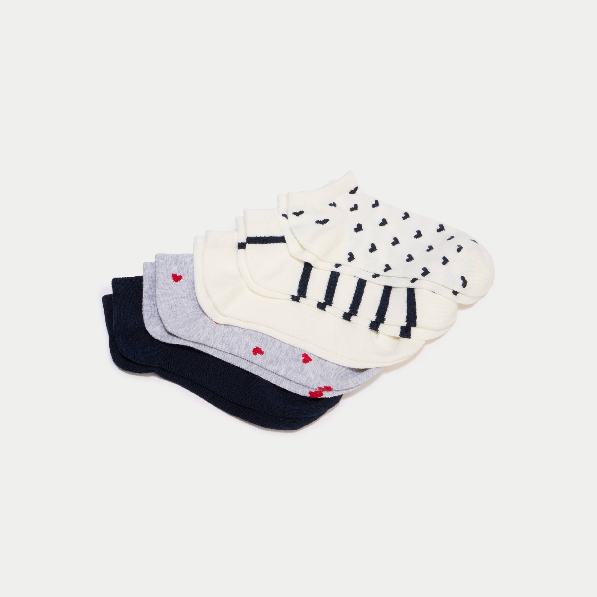 Lot de 5 paires chaussettes basses ecru femme