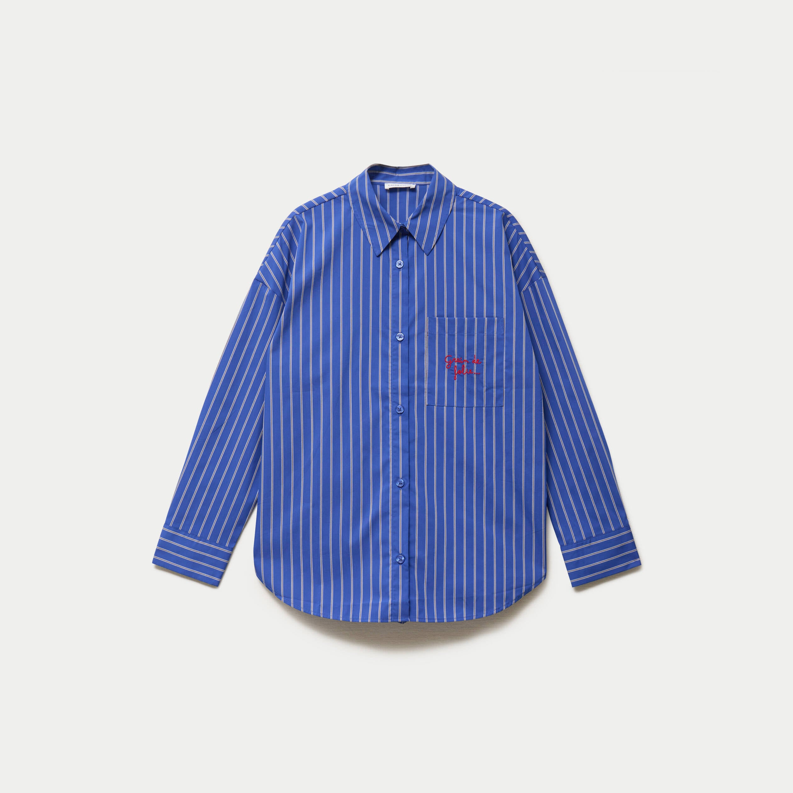 Chemise oversize manches longues bleu femme