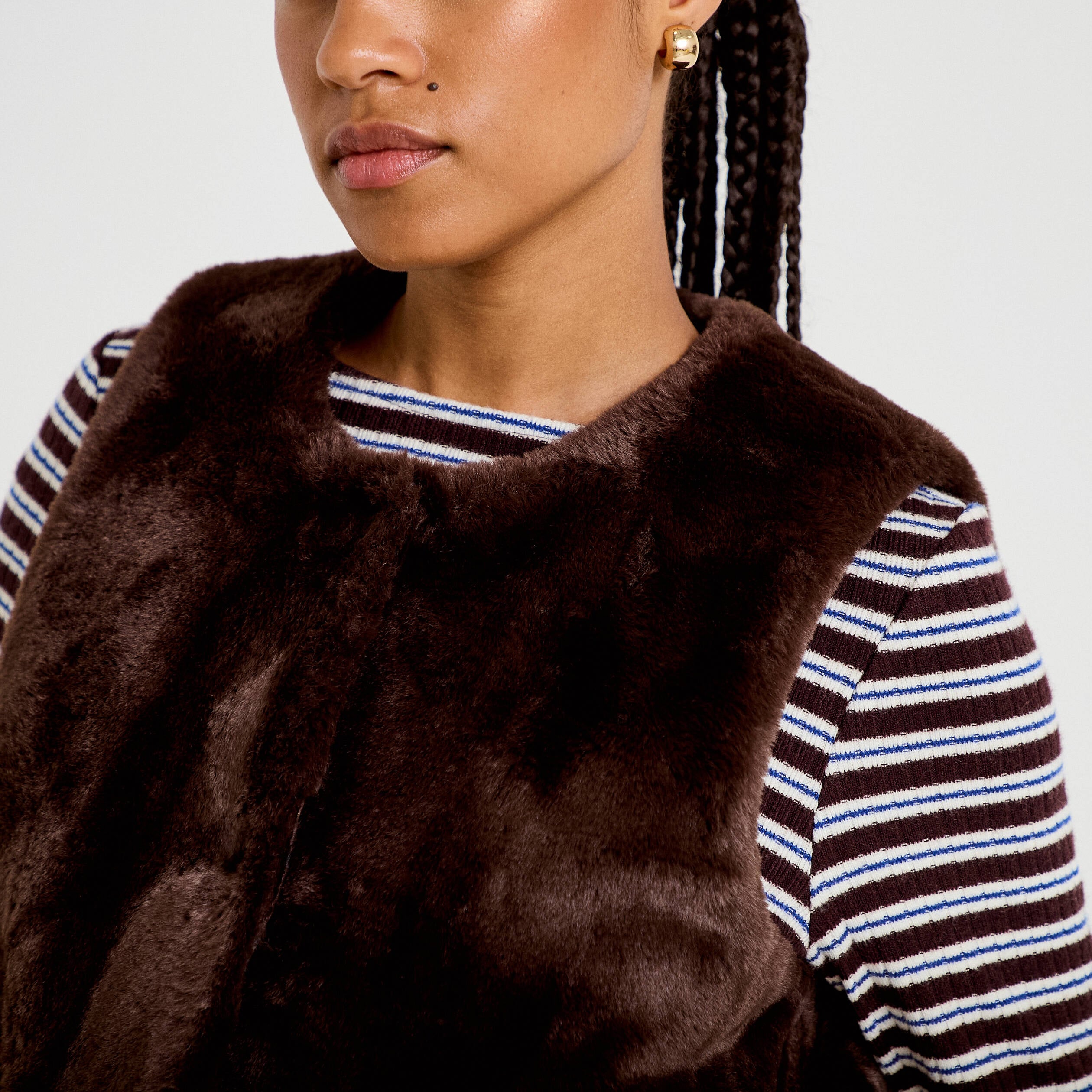 Gilet r&eacute;versible sans manches marron fonc&eacute; femme