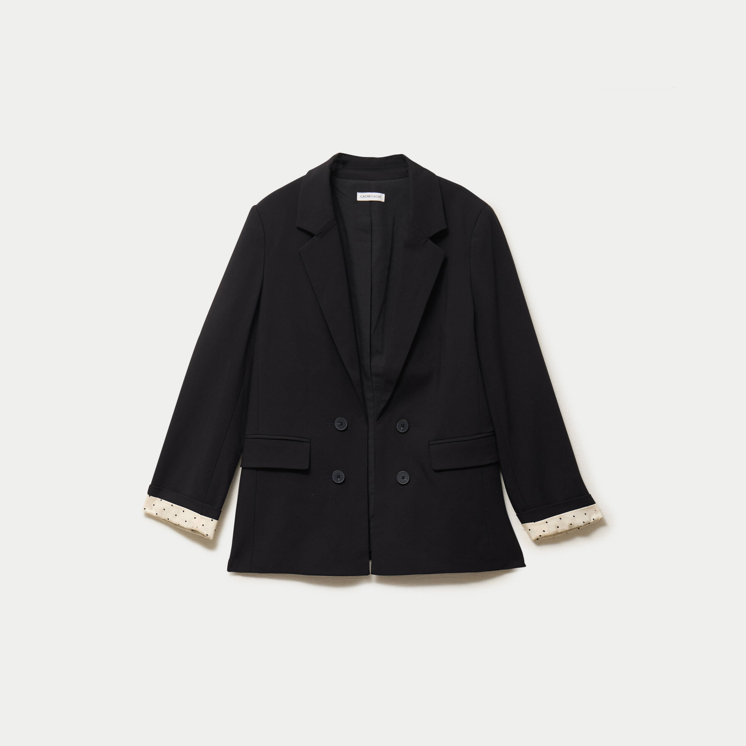 Blazer ajust&eacute; manches longues noir femme