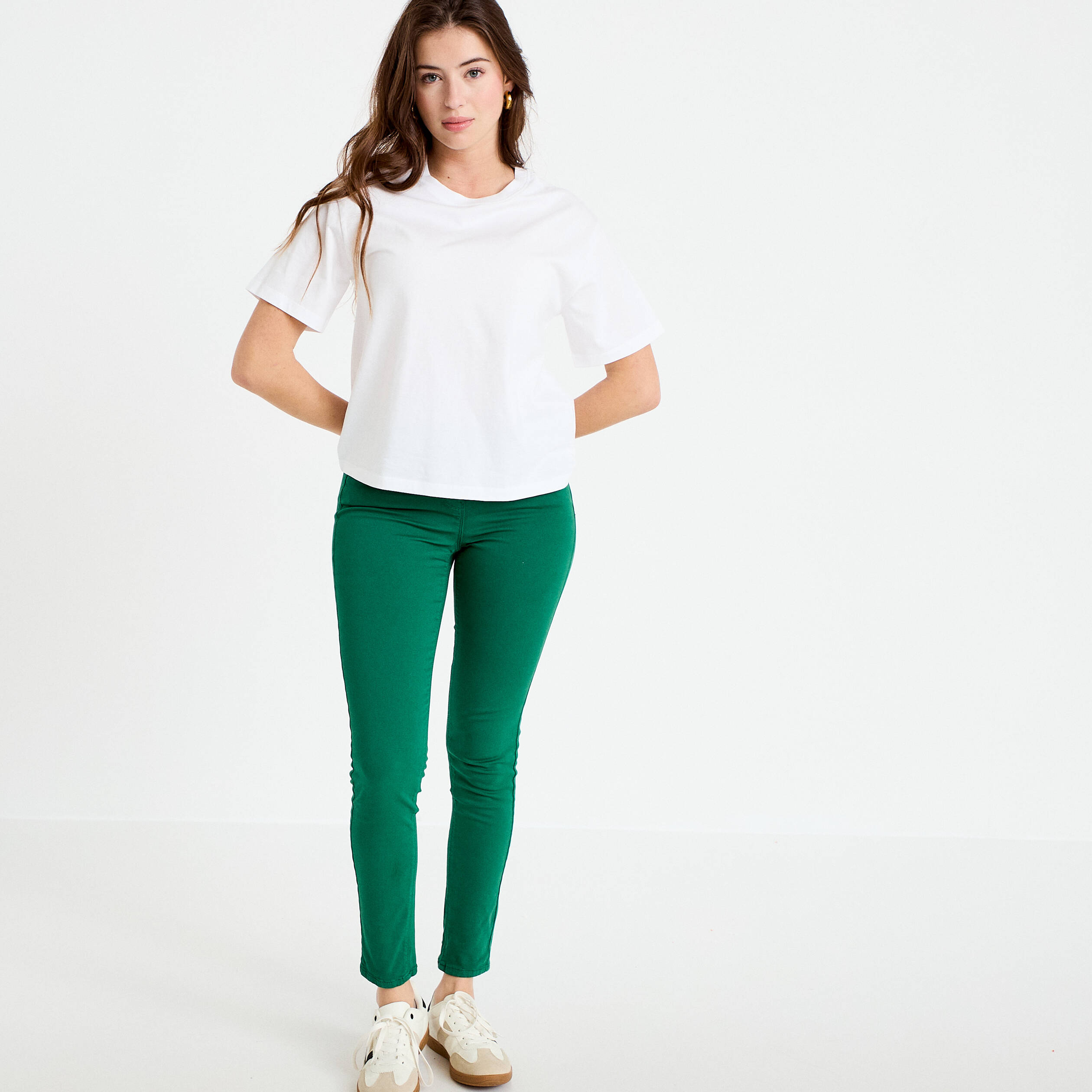 Jeans slim 5 poches vert &eacute;meraude femme