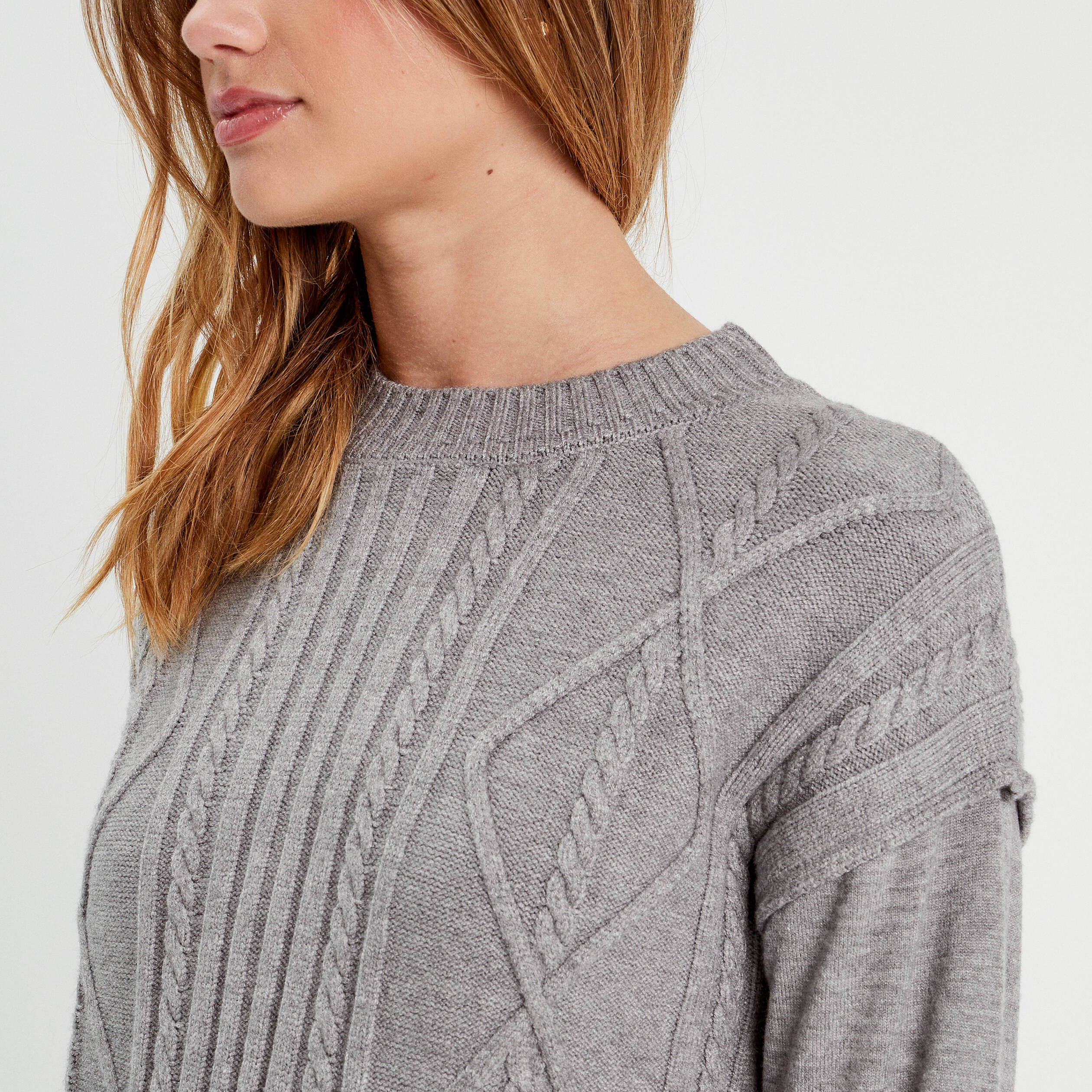 Robe pull effet 2-en-1 gris clair femme