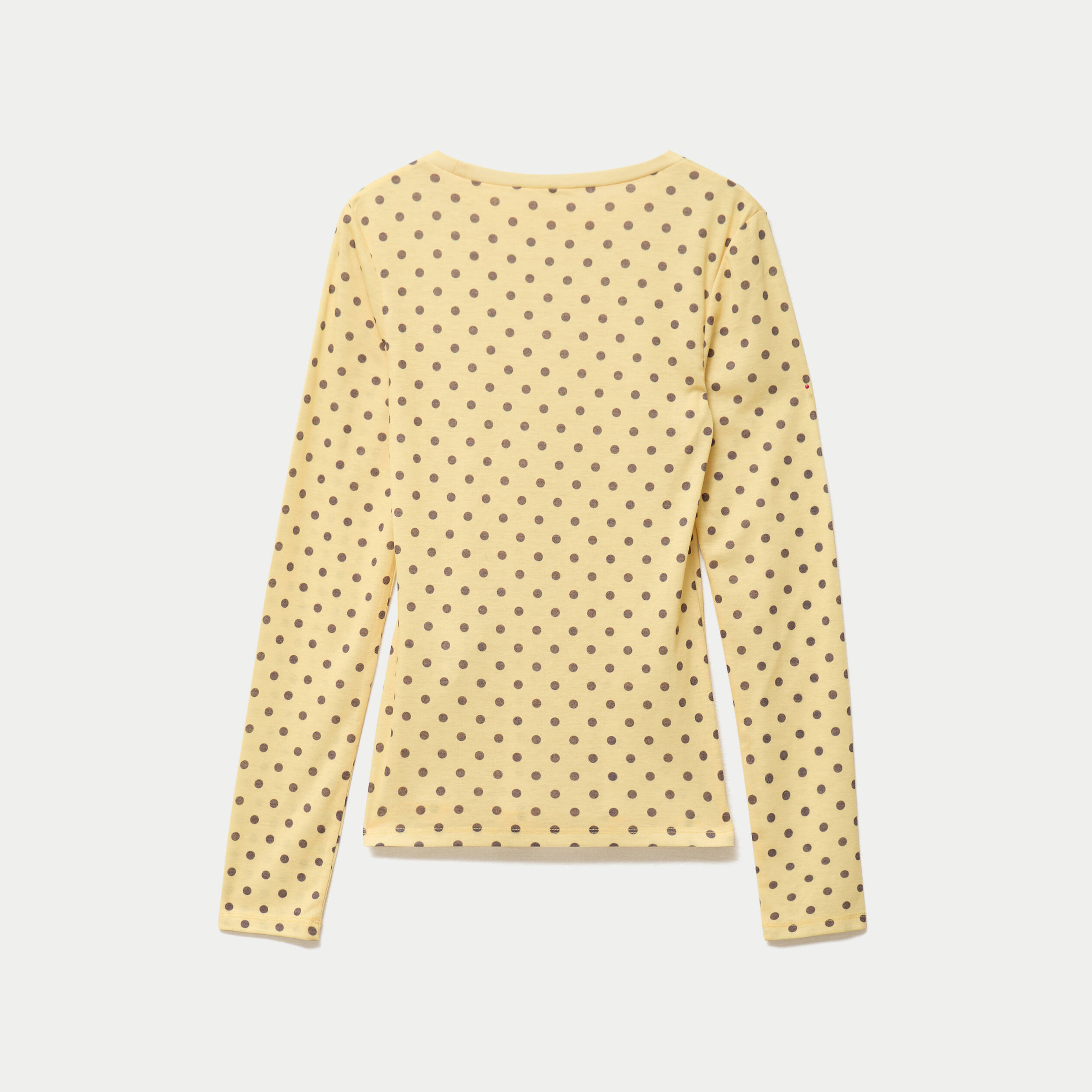 T-shirt ajust&eacute; col rond manches longues jaune clair femme