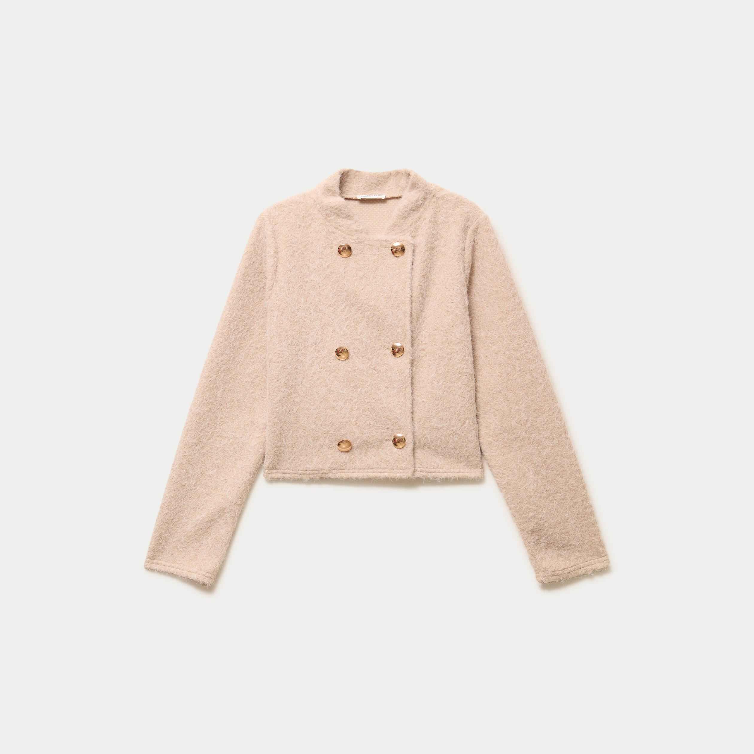Veste droite cropped effet polaire ivoire femme
