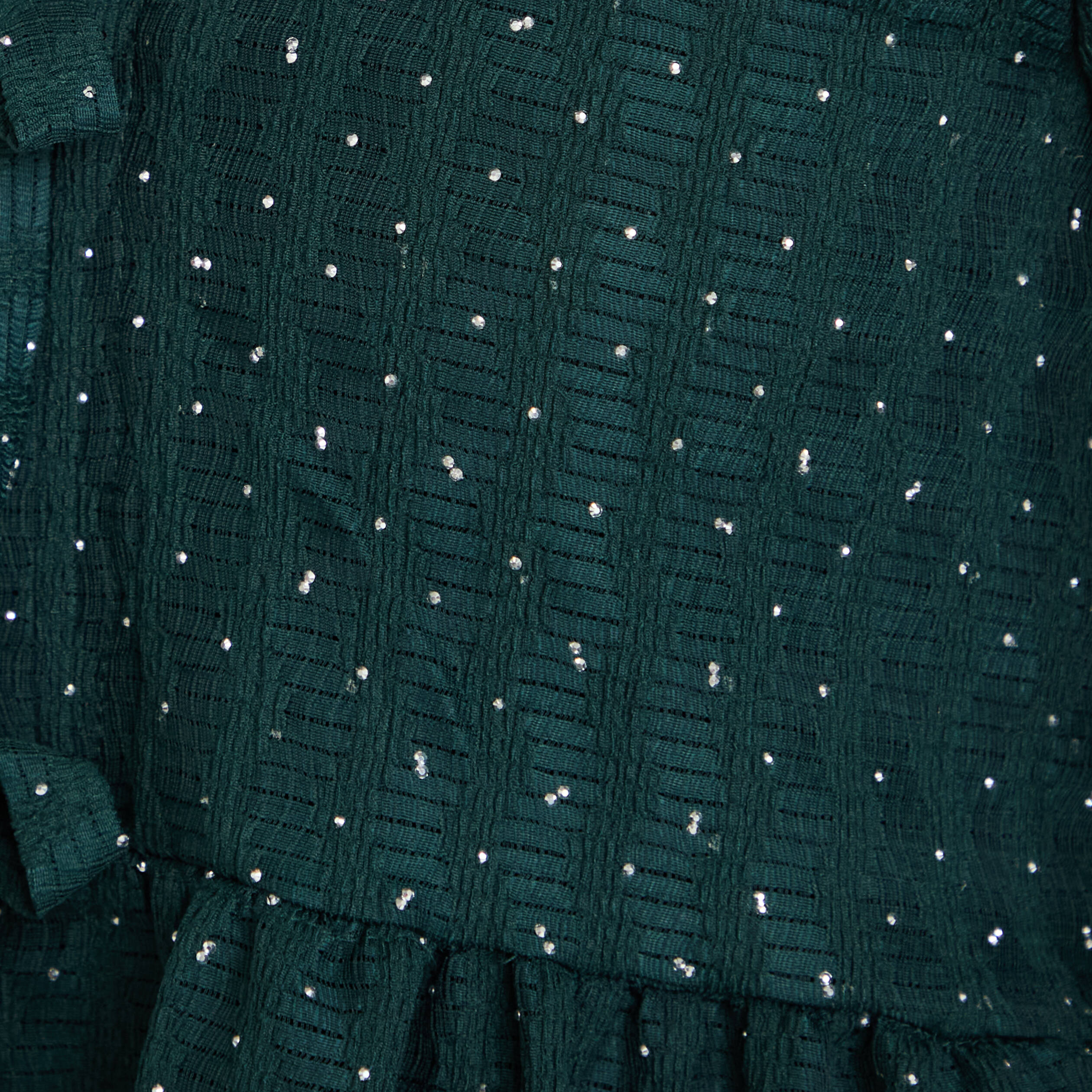 Blouse nou&eacute;e strass vert fonc&eacute; femme