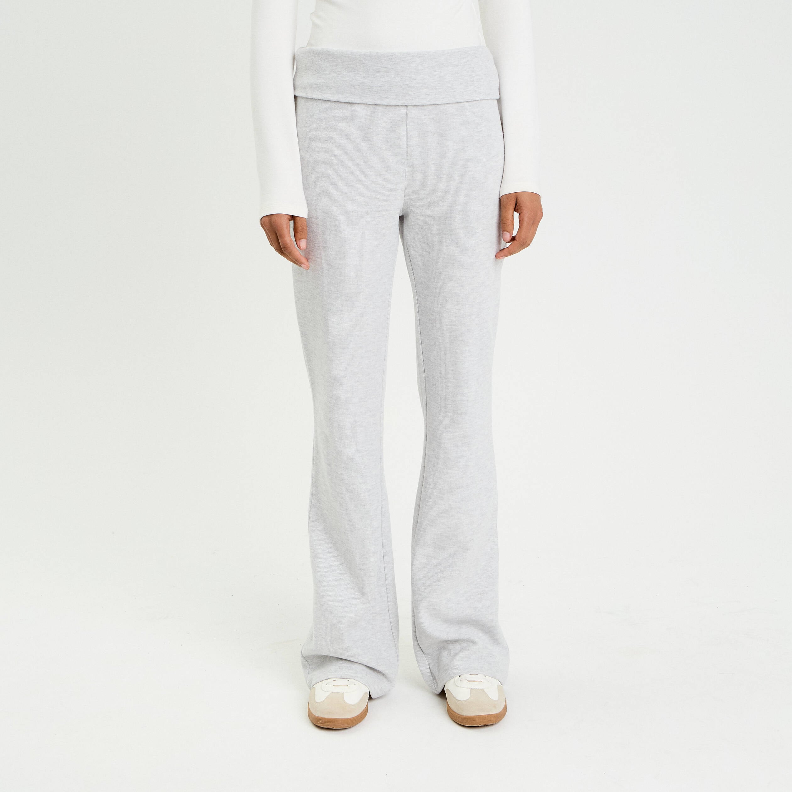 Pantalon bootcut taille standard gris clair femme