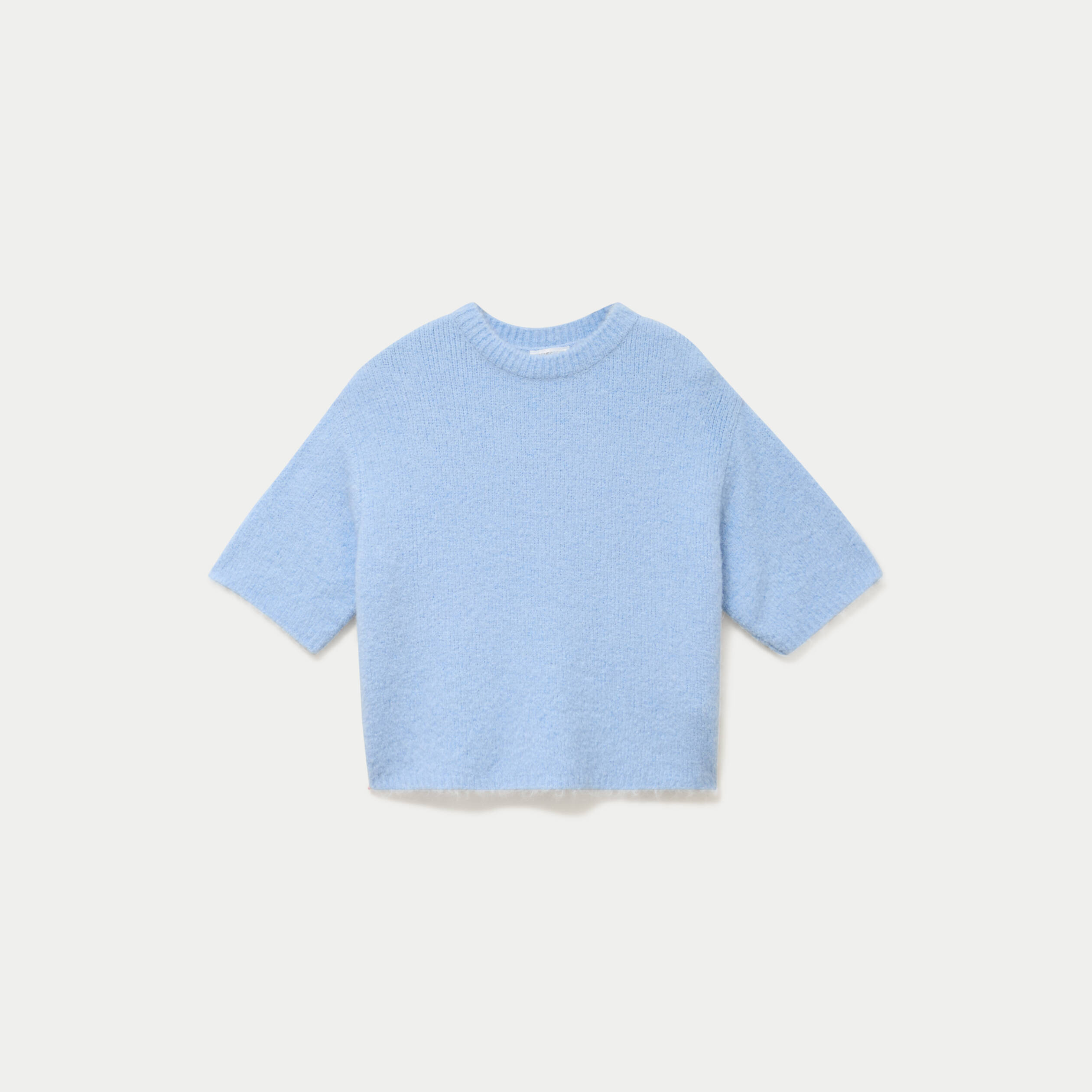 Pull manches courtes bleu clair femme