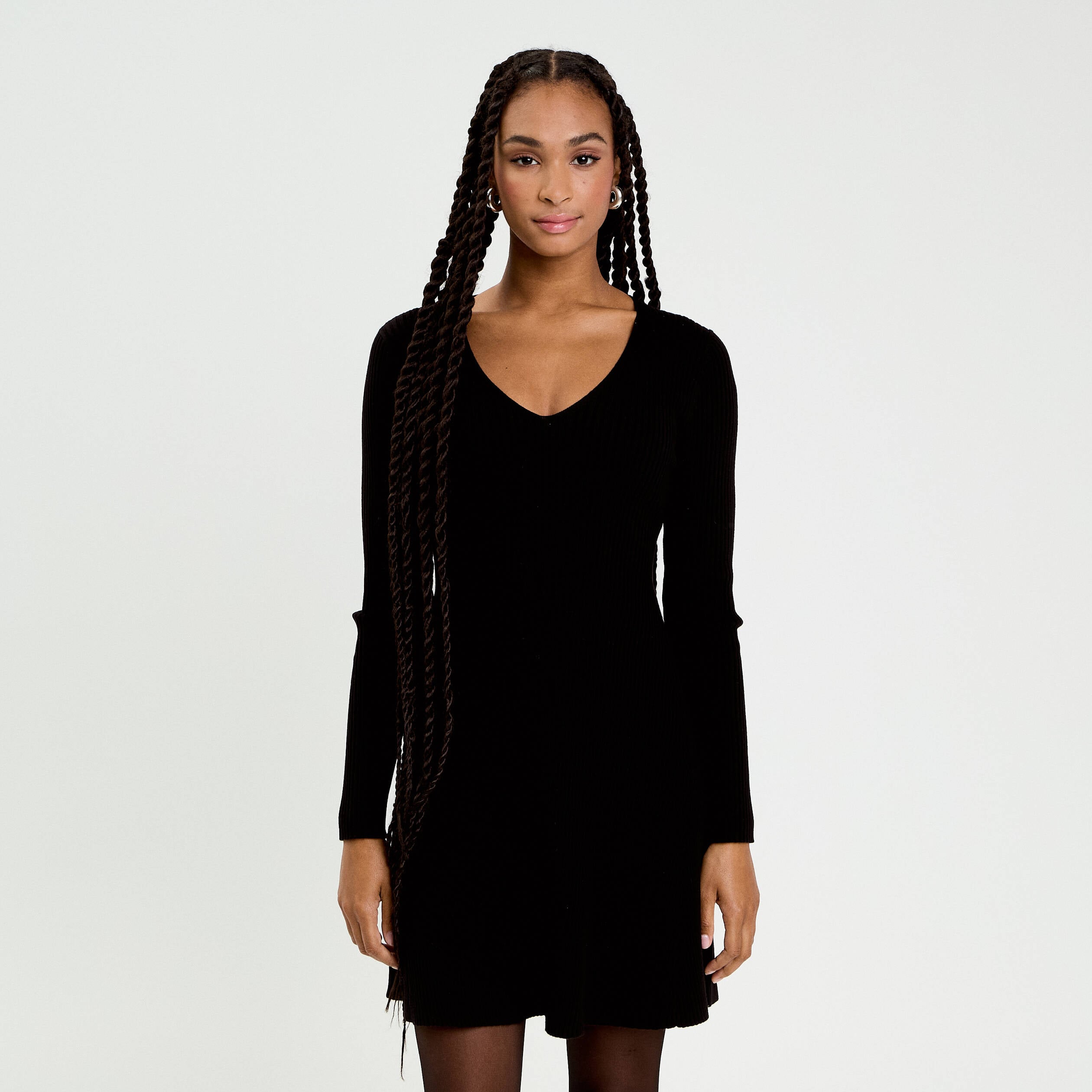 Robe tricot patineuse c&ocirc;tel&eacute;e noir femme