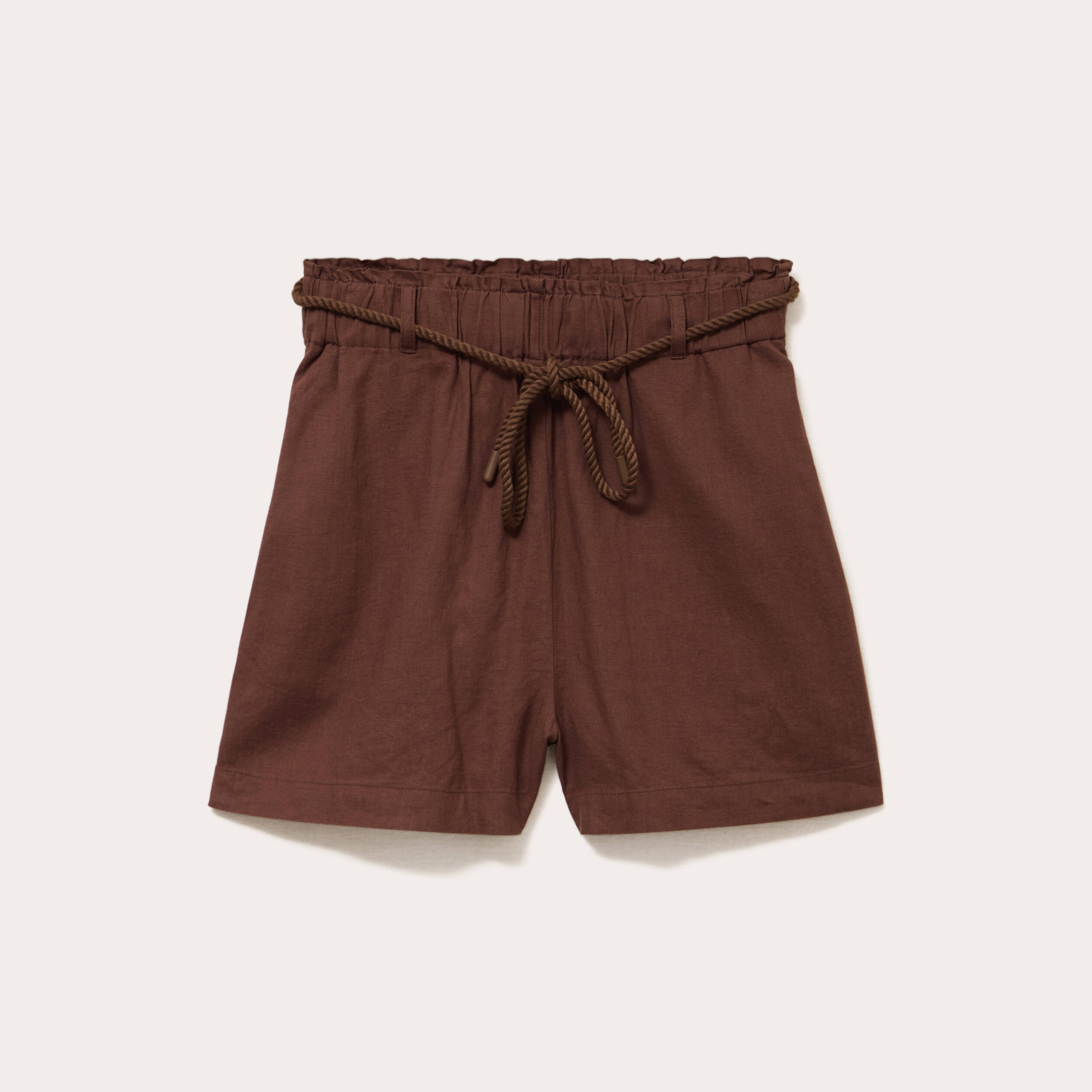 Short regular contenant du lin marron femme