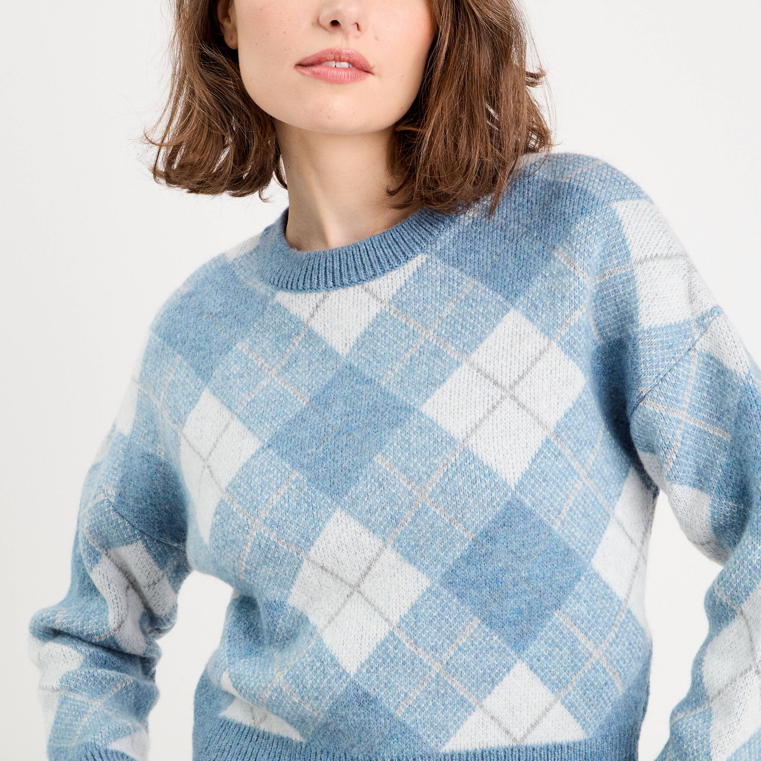 Pull manches longues bleu femme