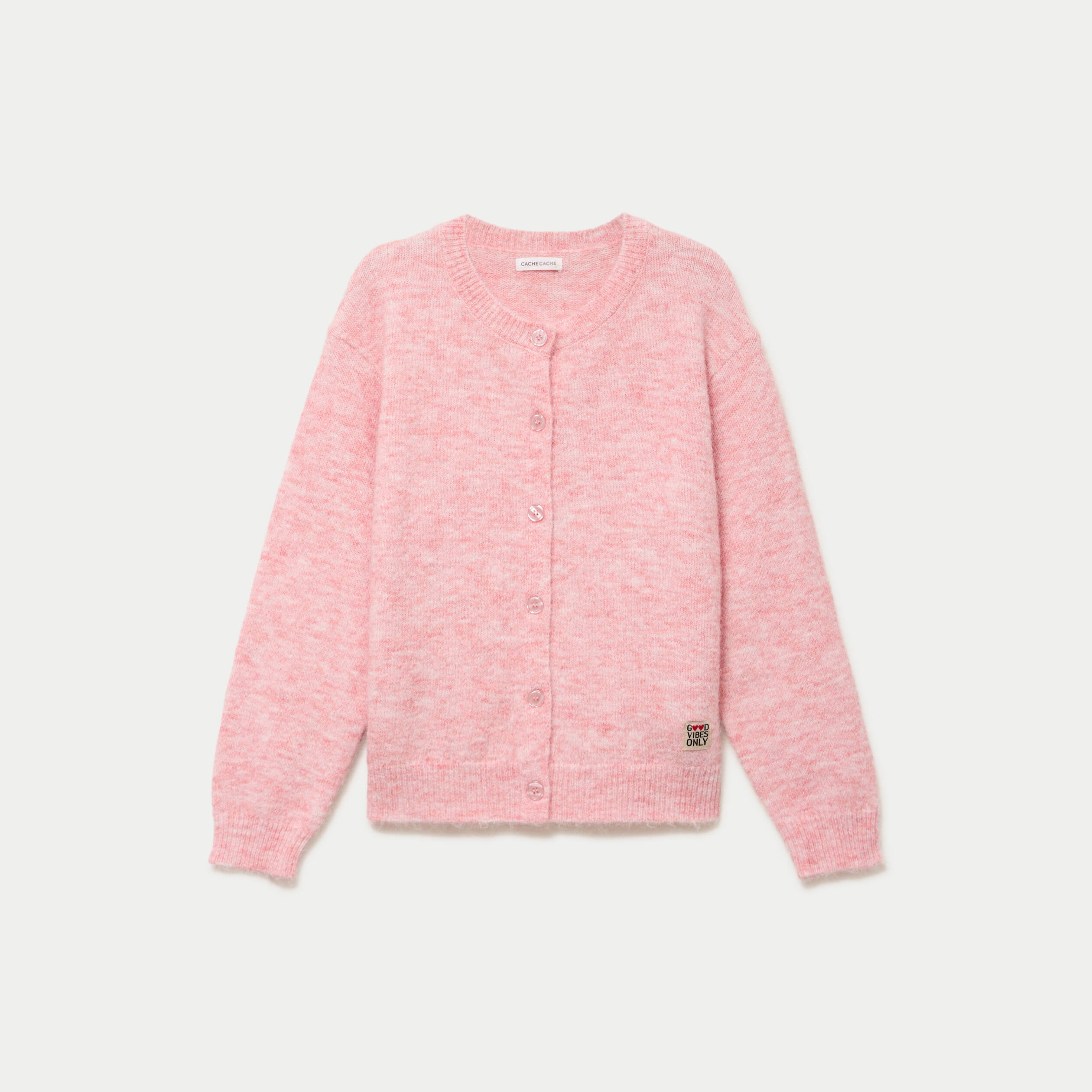Gilet ample manches longues rose clair femme