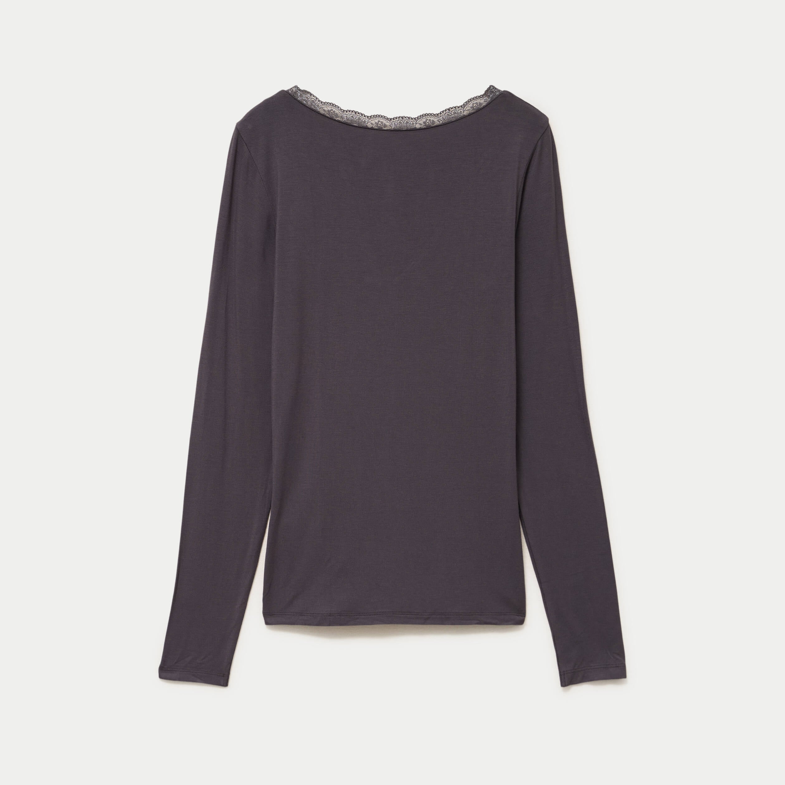 T-shirt manches longues gris fonc&eacute; femme