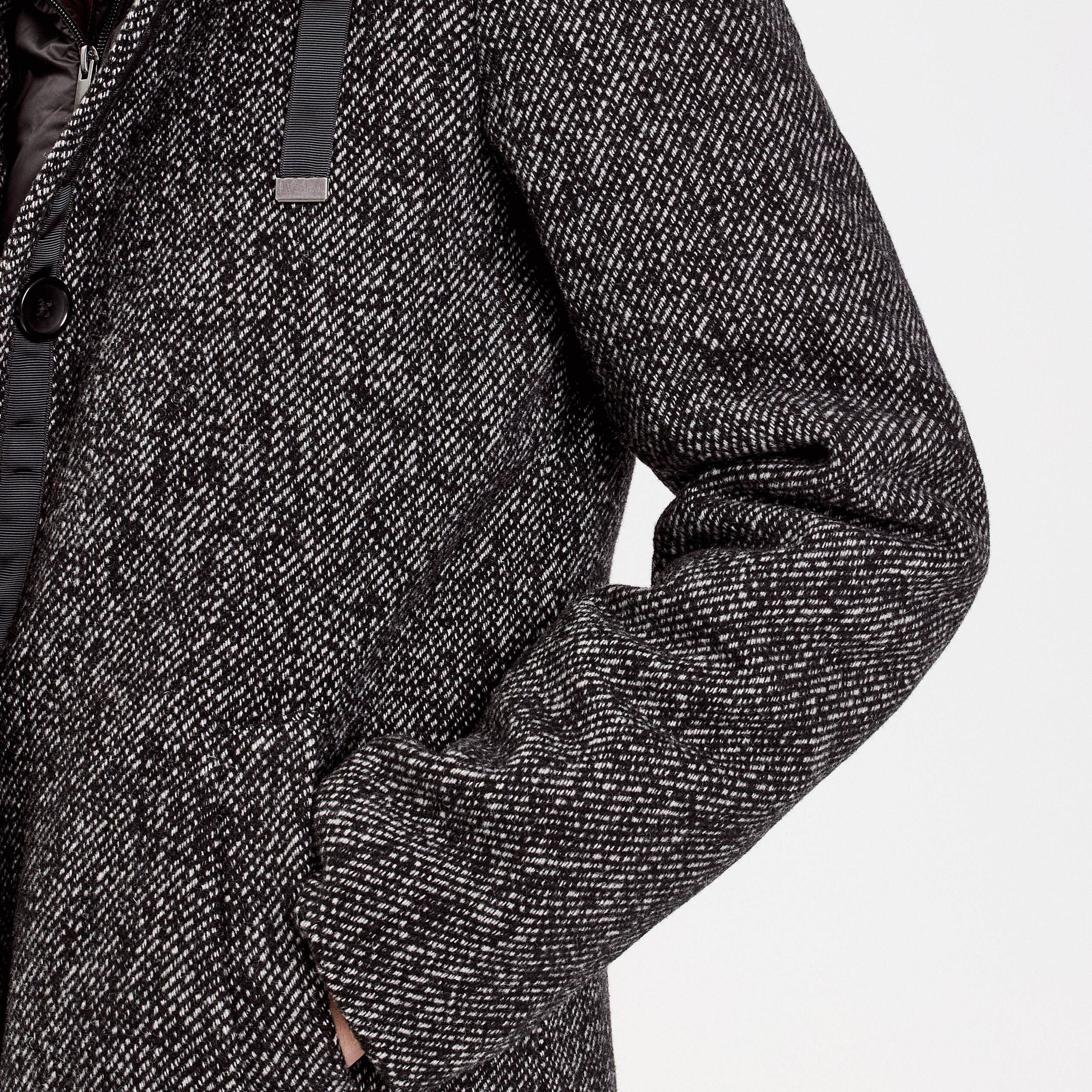 Manteau droit long &agrave; capuche noir femme