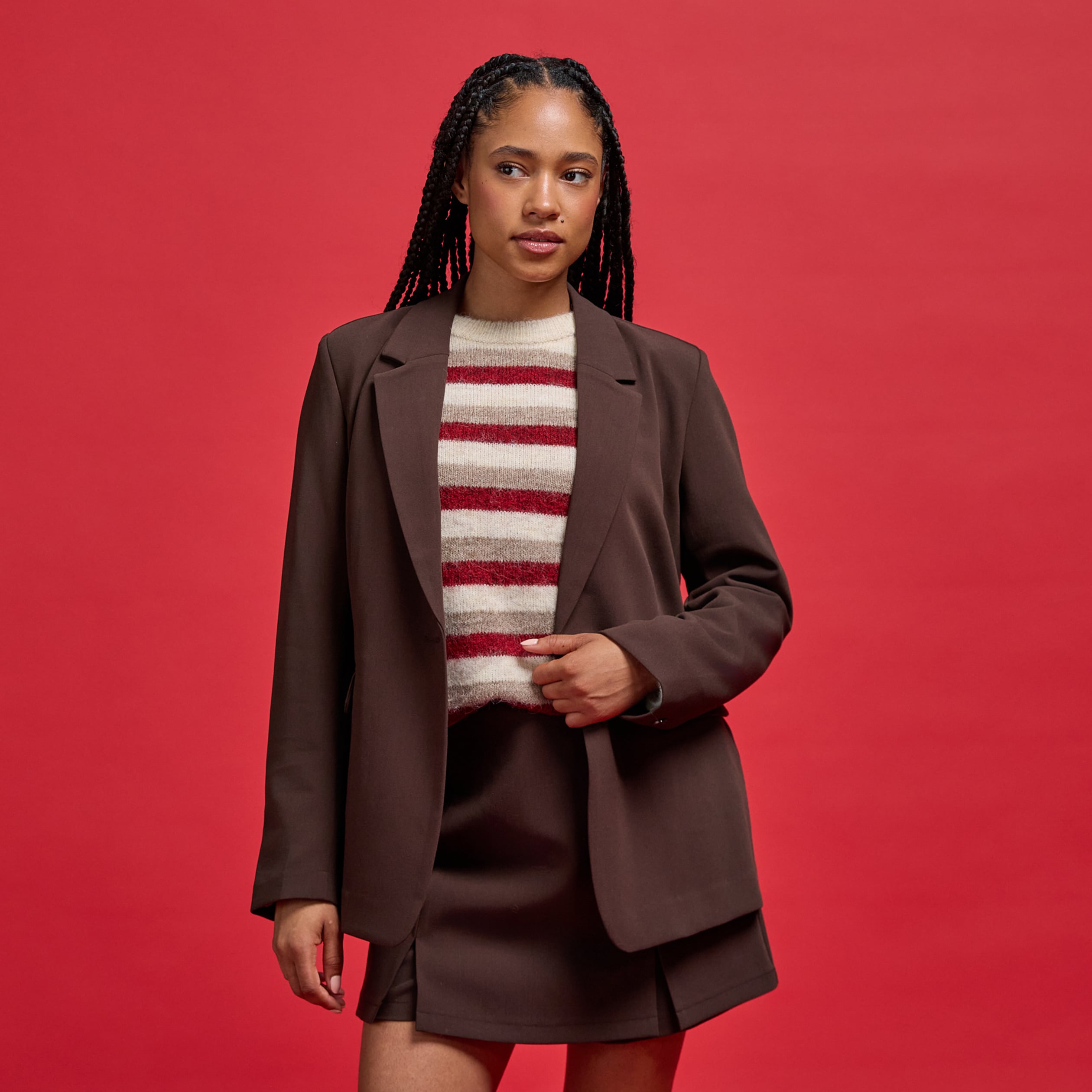 Veste esprit blazer marron fonc&eacute; femme