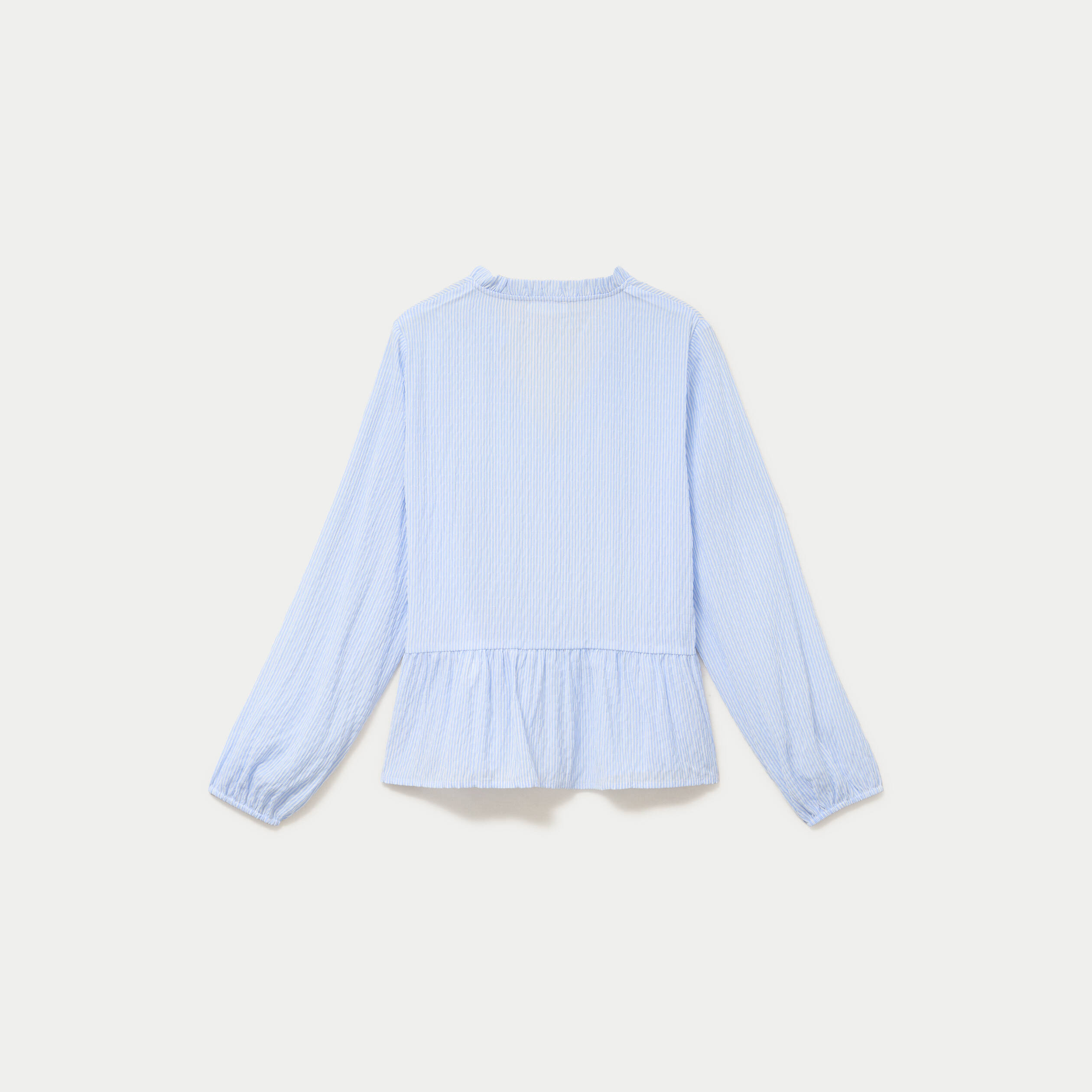Blouse ample manches longues col v beige femme