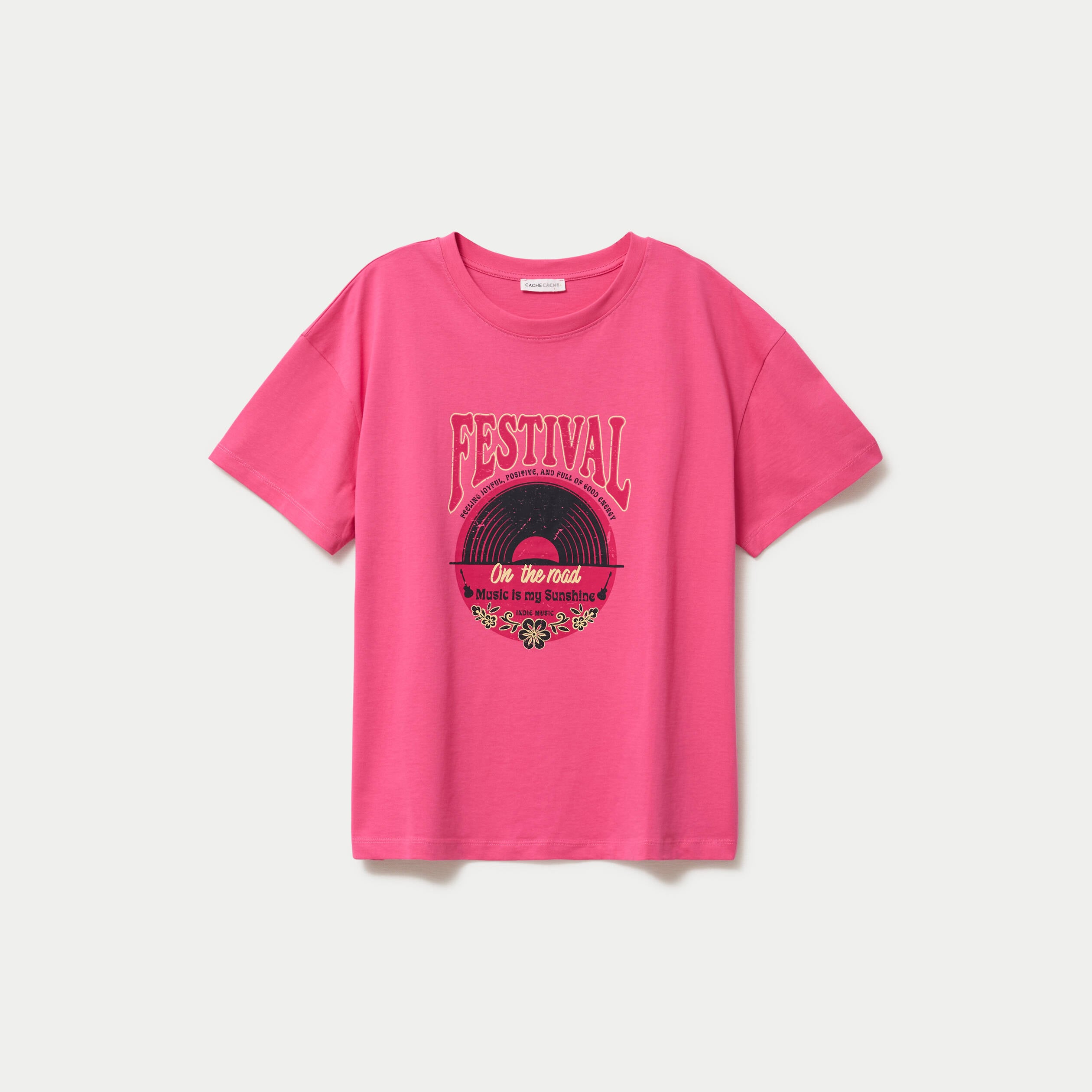 T-shirt oversize manches courtes rose fushia femme