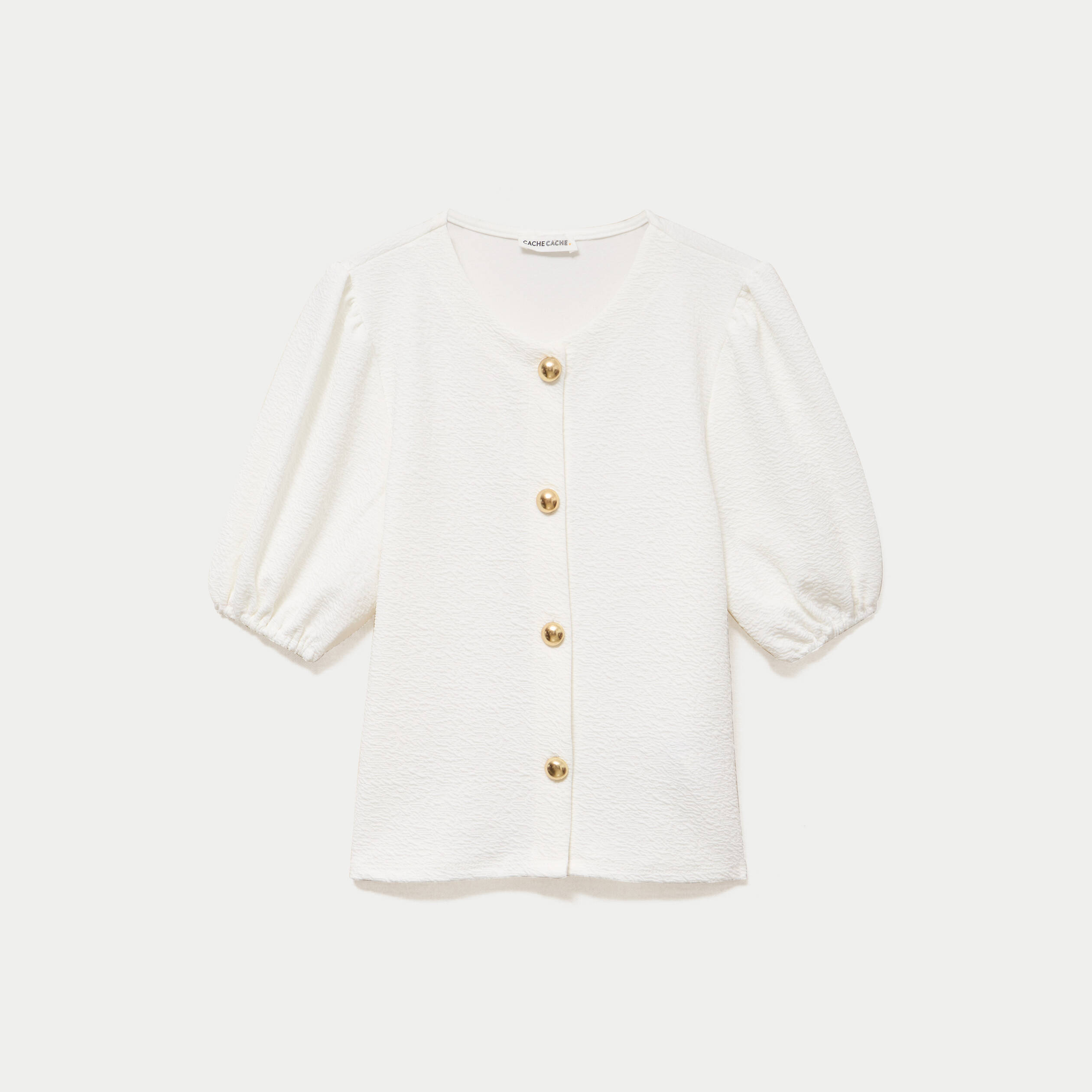 Blouse droite manches courtes ecru femme