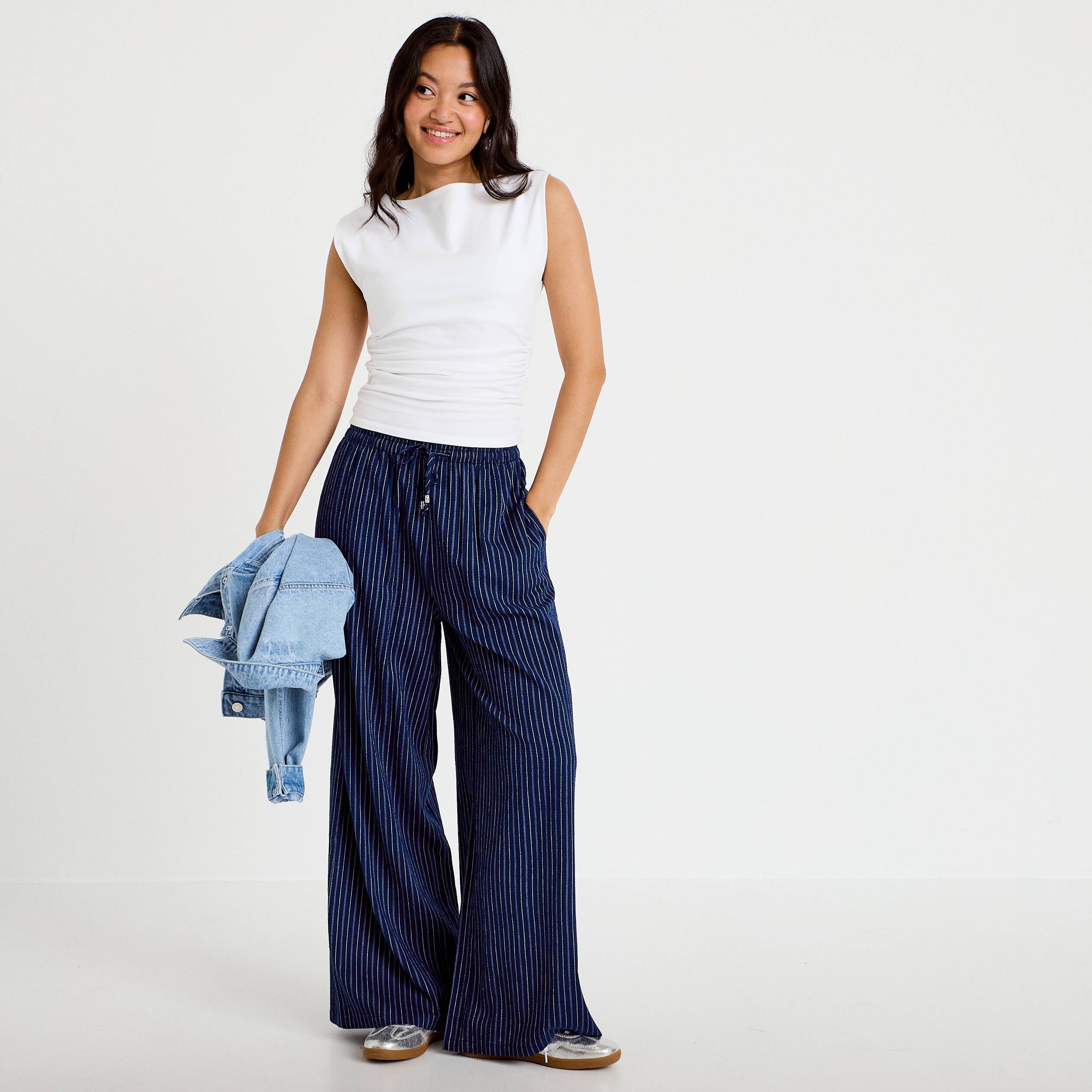 Pantalon bootcut taille standard bleu femme