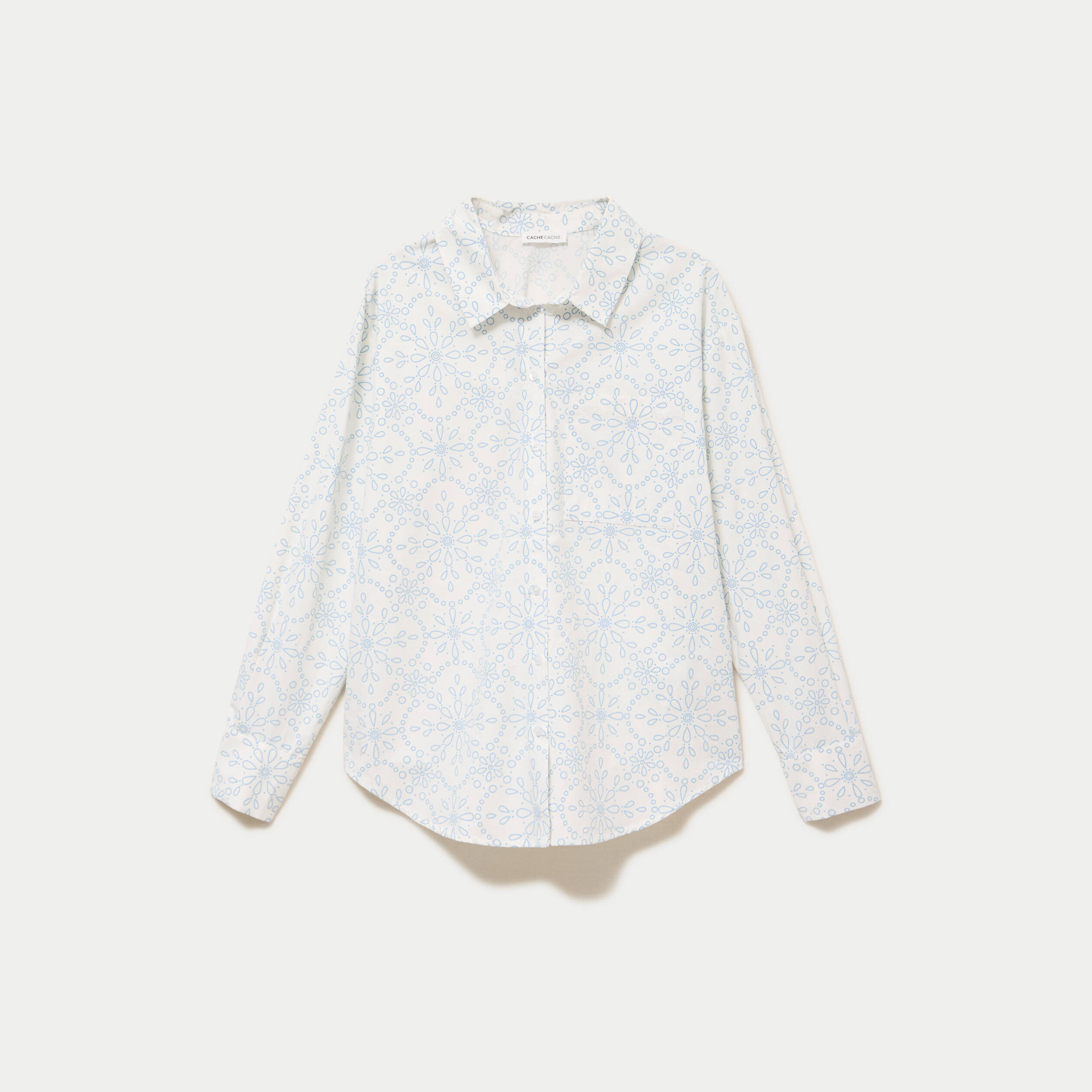 Chemise col classique manches longues ecru femme