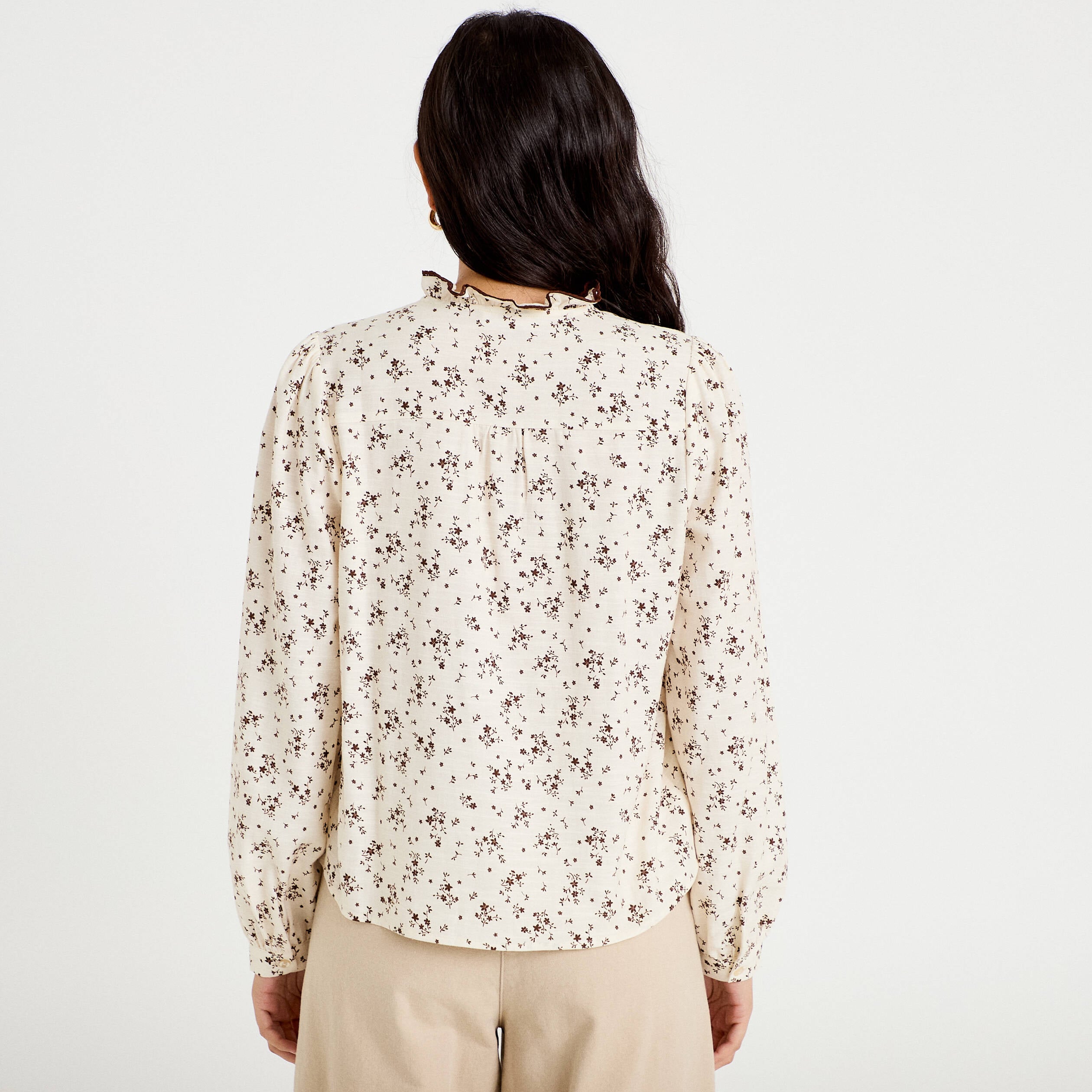 Chemise droite manches longues multicolore femme
