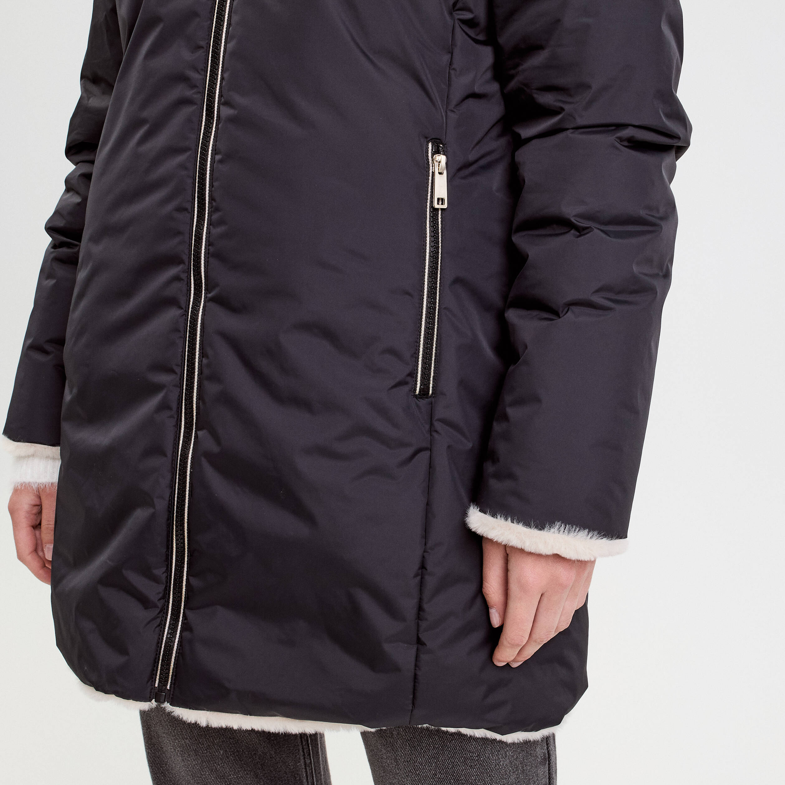 Parka r&eacute;versible &agrave; capuche noir femme