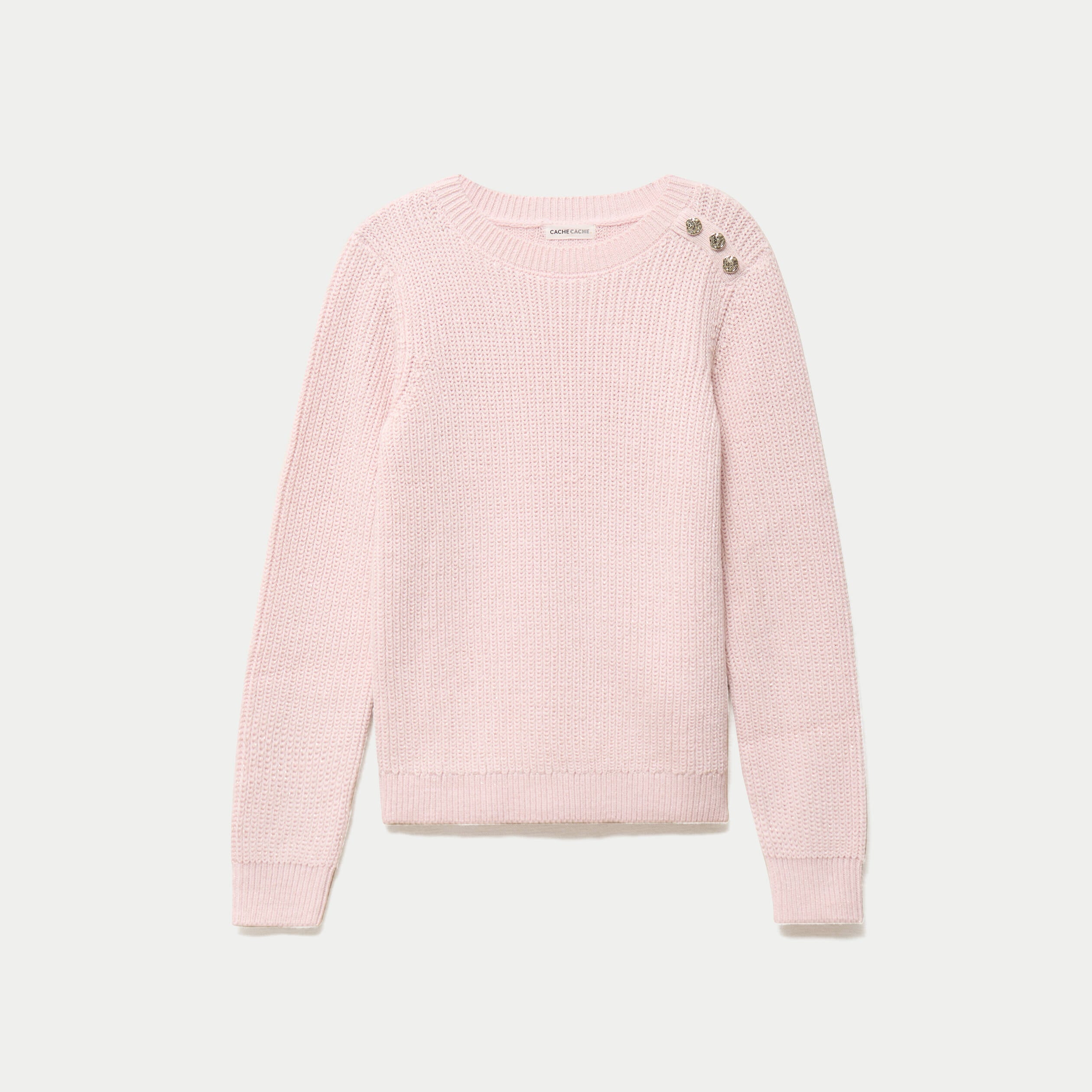 Pull manches longues brillant rose clair femme