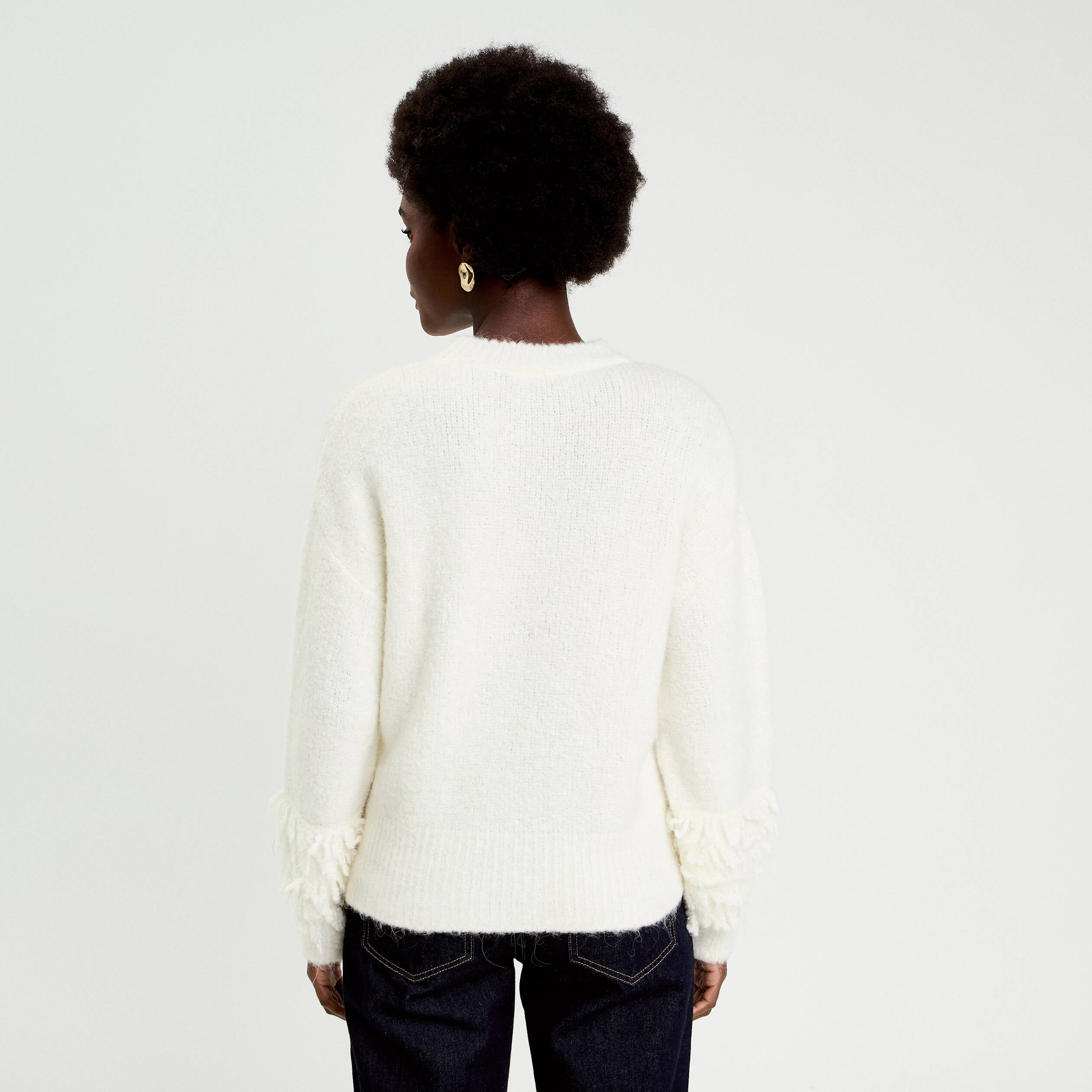 Pull manches longues ecru femme