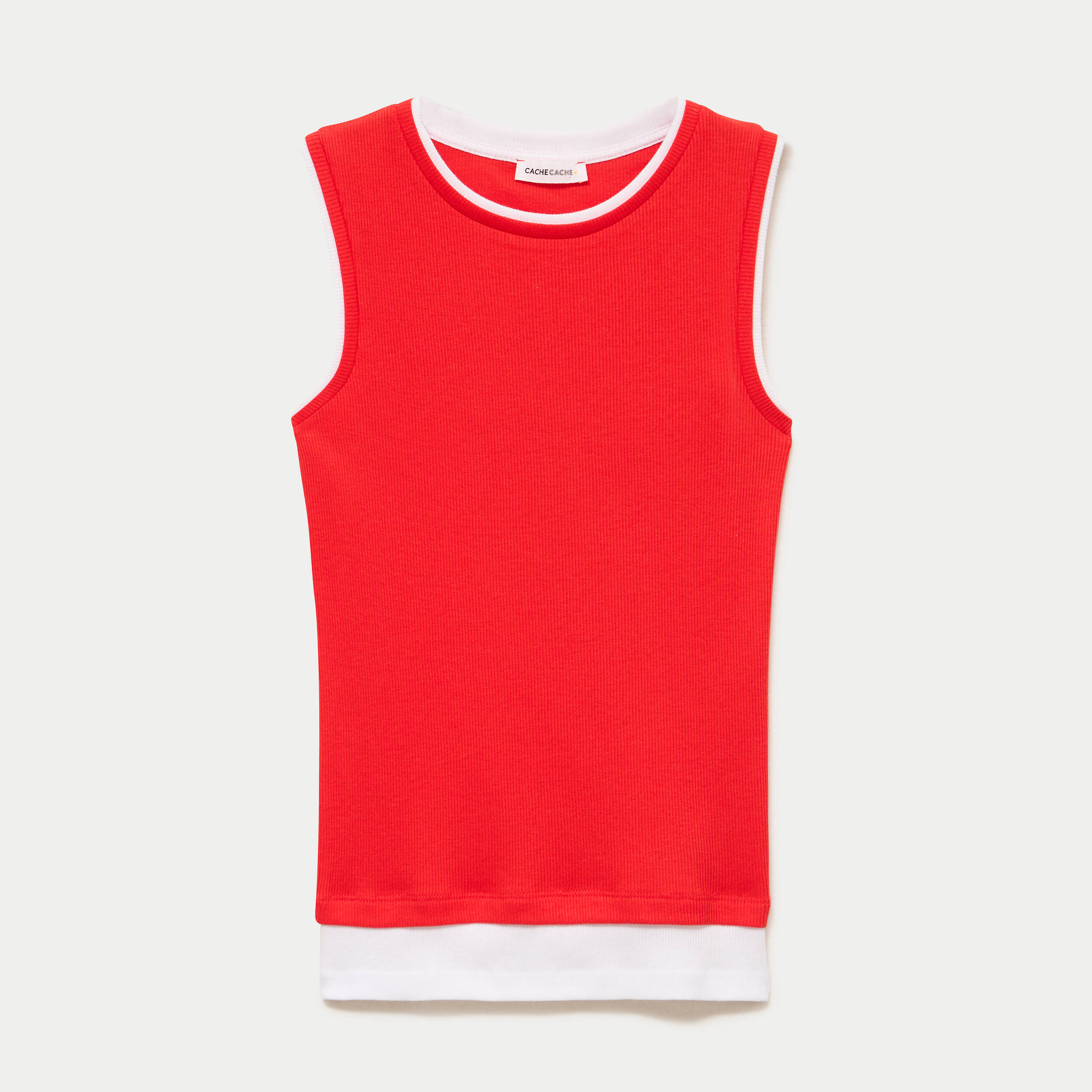 D&eacute;bardeur ajust&eacute; col rond rouge femme