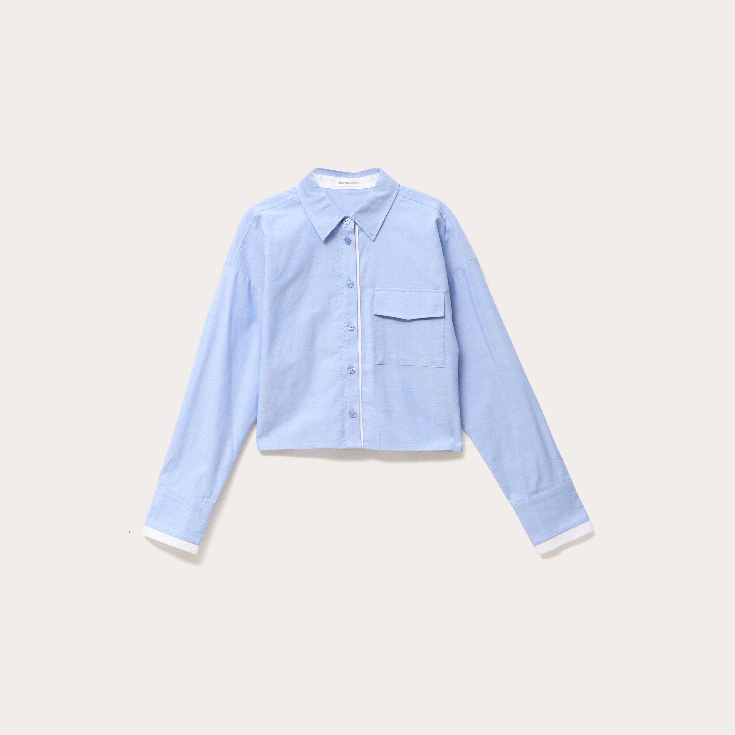 Chemise manches longues bleu ciel femme