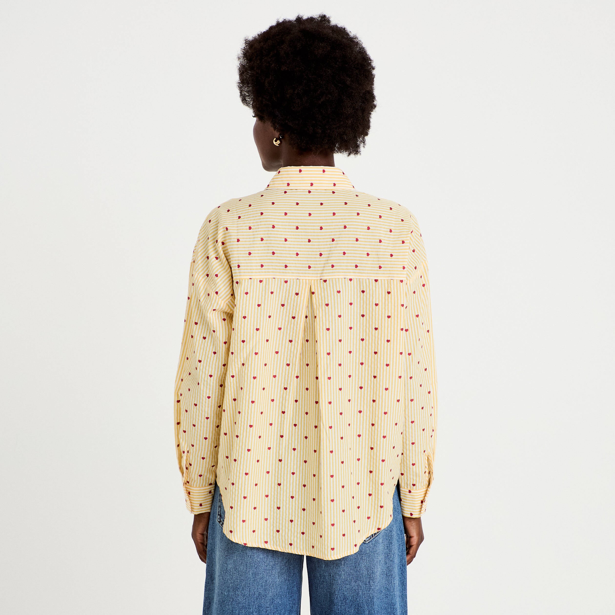 Chemise oversize manches longues jaune femme