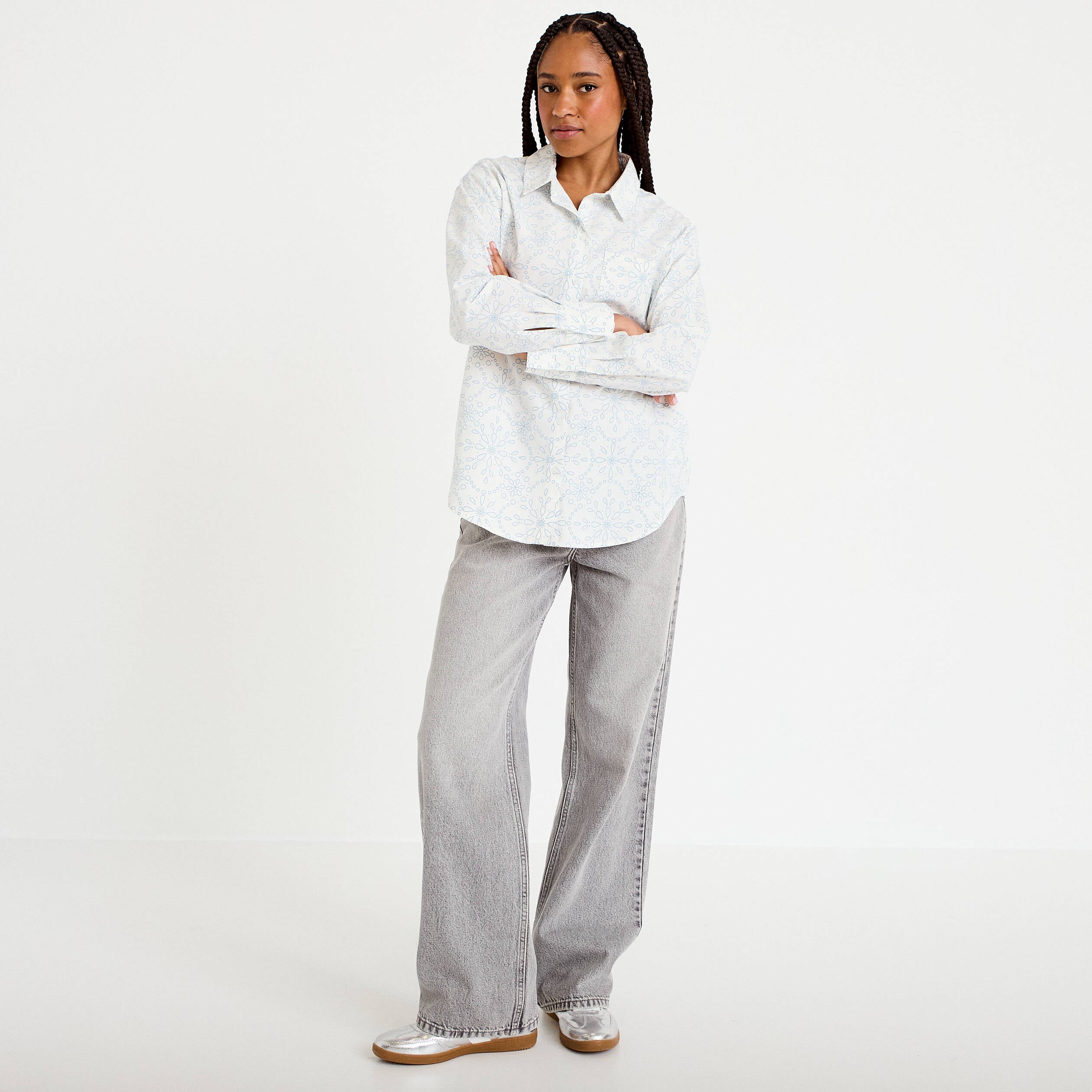 Chemise col classique manches longues ecru femme