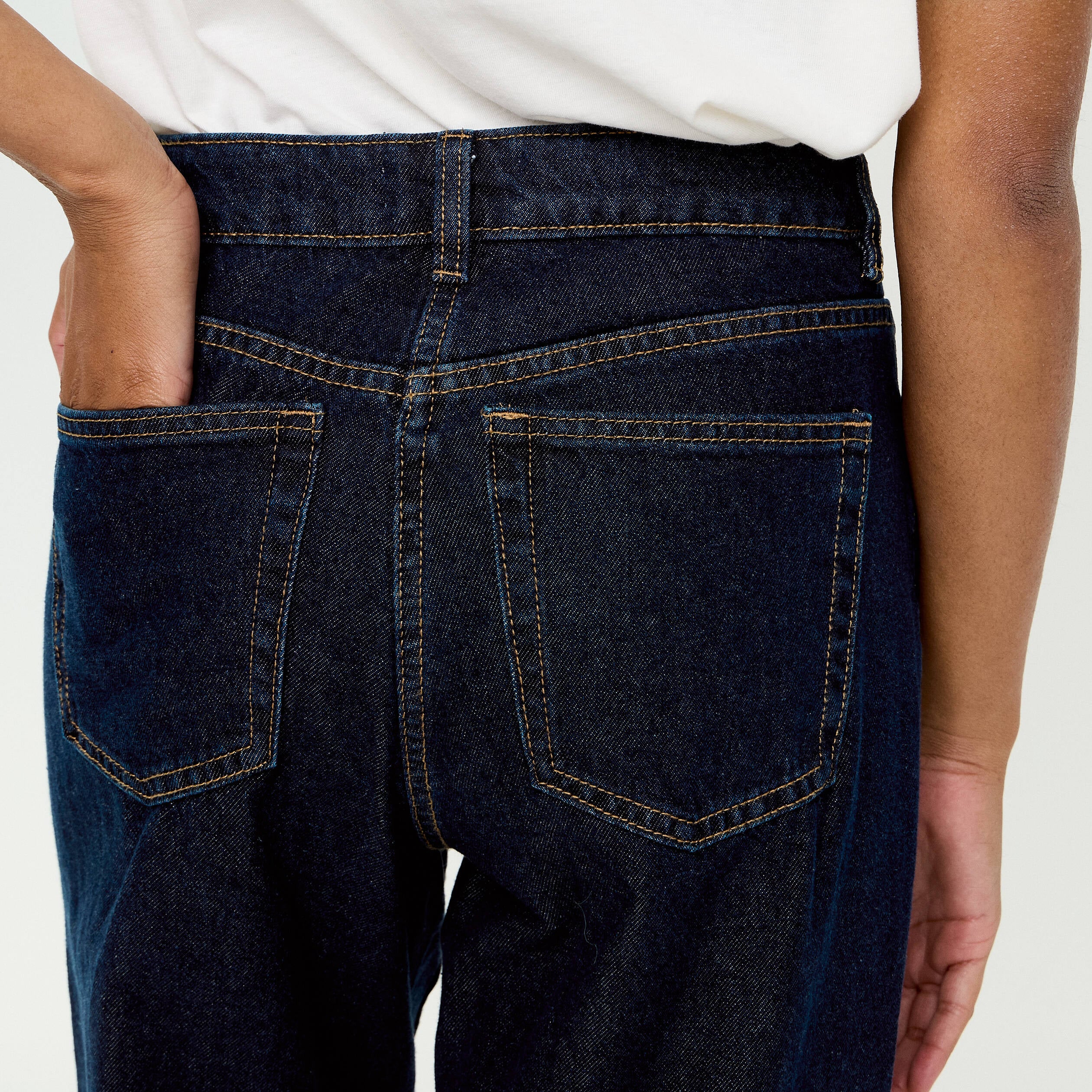 Jeans wide leg taille haute denim blue black femme