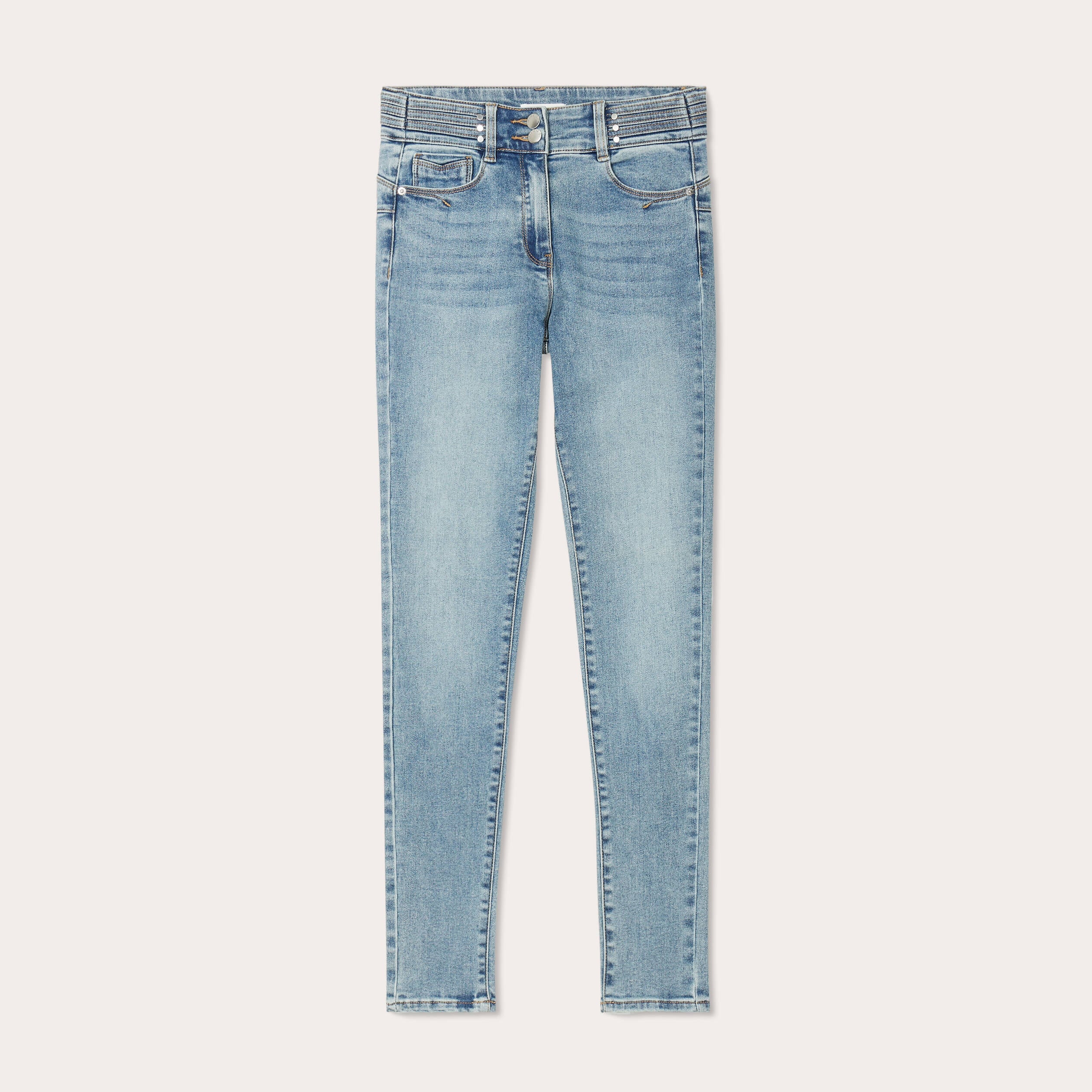 Jeans skinny push-up taille haute denim double stone femme