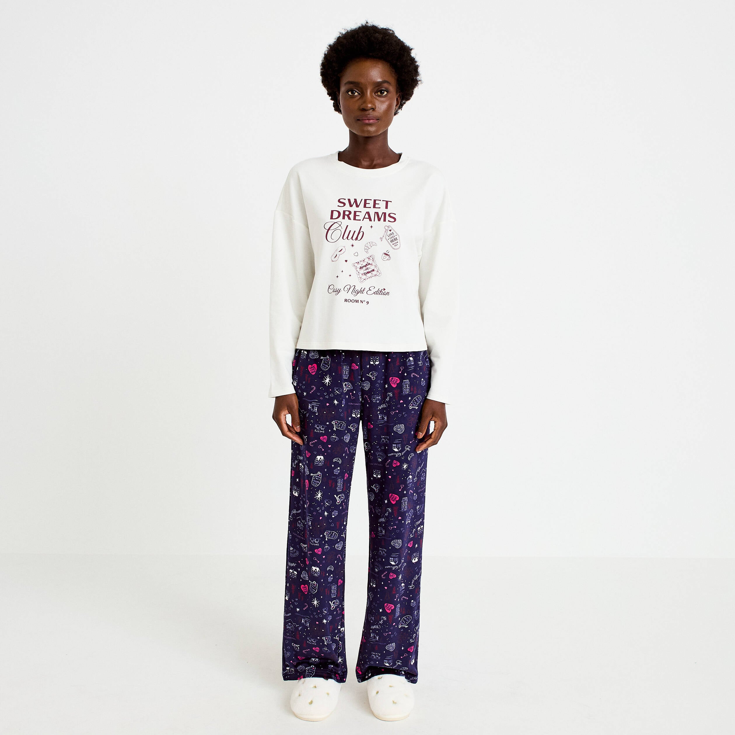 Lot de 2 pyjamas manches longues bleu femme