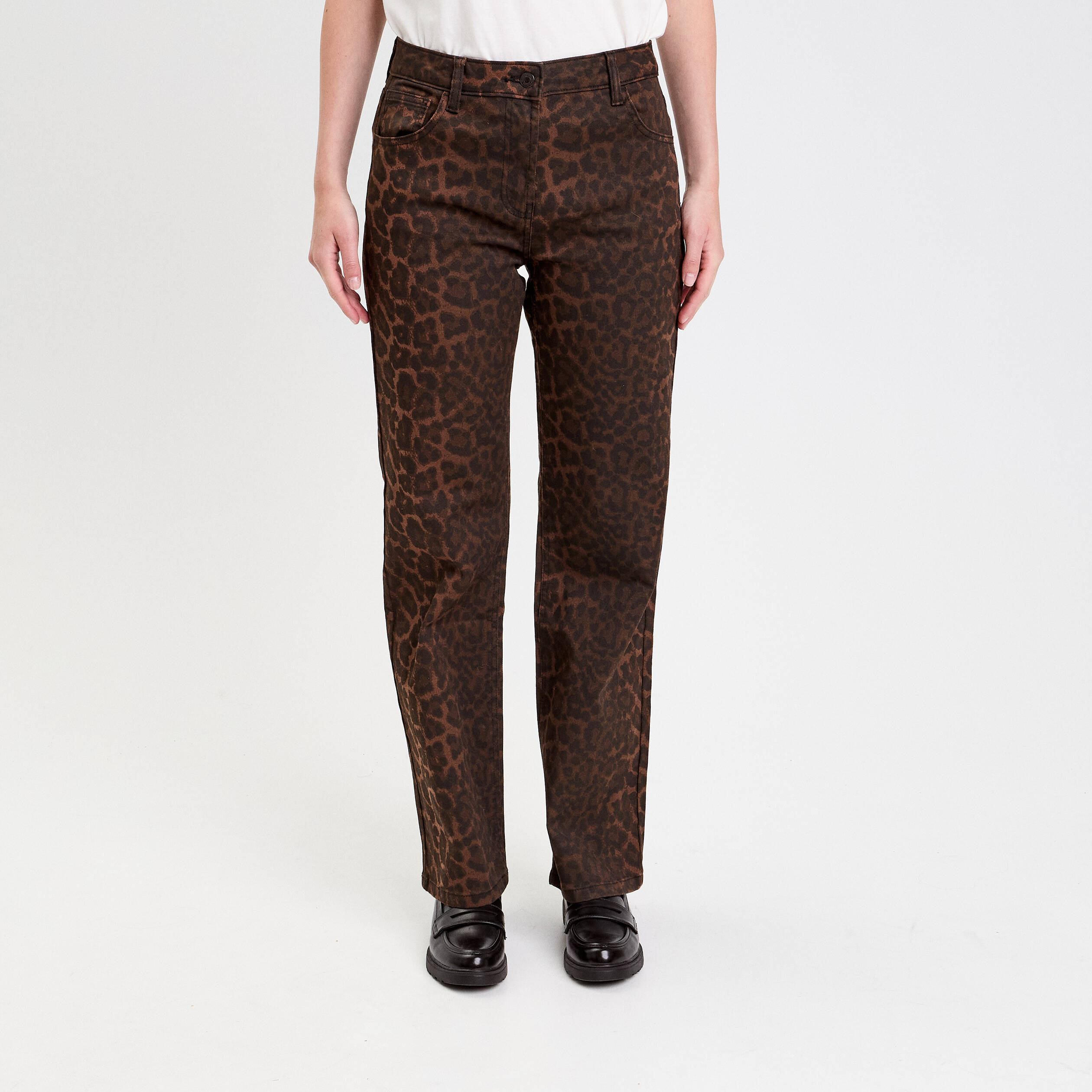 Pantalon droit marron femme