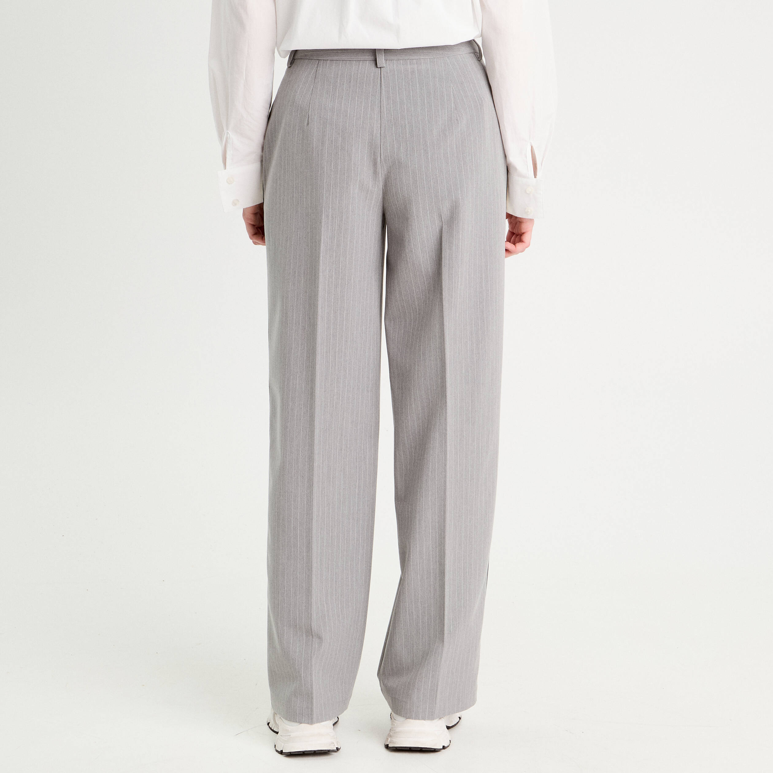 Pantalon large avec bandes gris clair femme