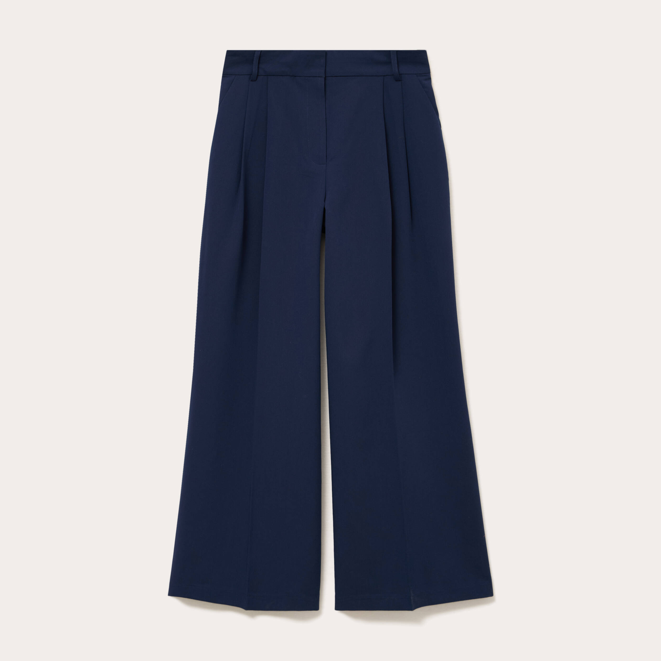Pantalon large &agrave; pinces bleu marine femme
